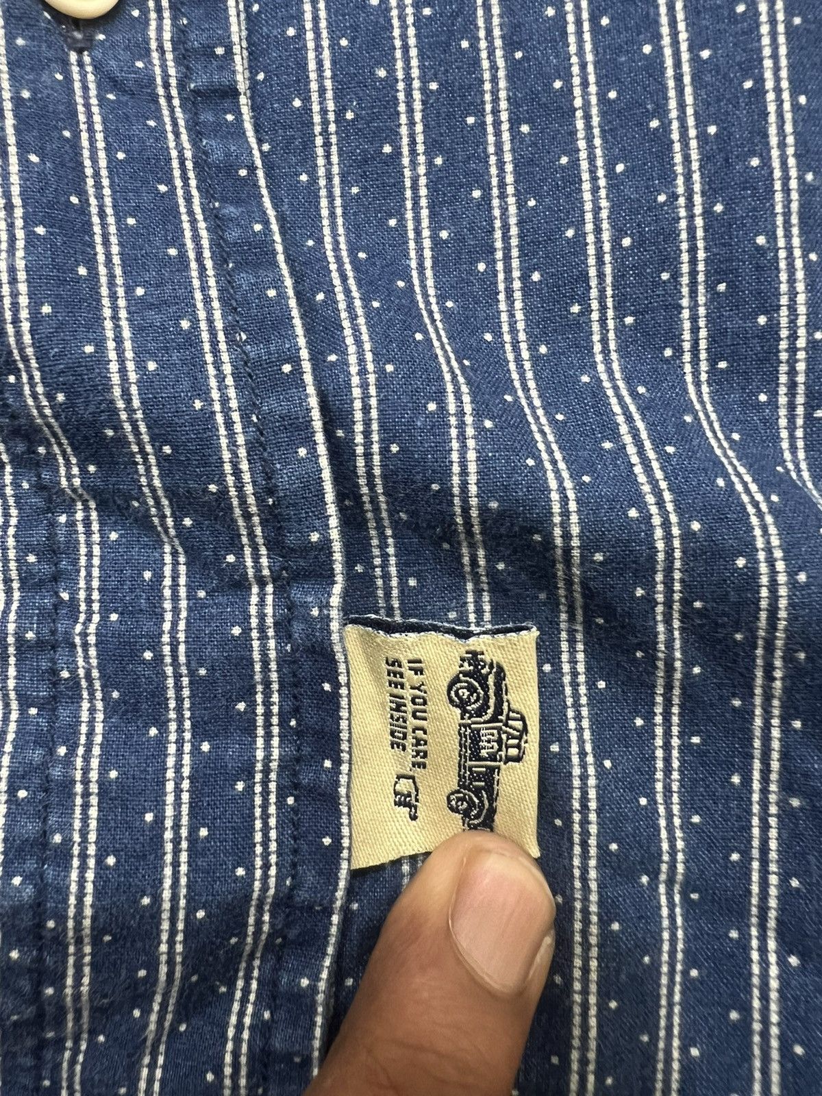 RRL Ralph Lauren 2000s RRL Double RL Pattern Hickory Stripe Collar Ls Shirt Size US L / EU 52-54 / 3 - 5 Thumbnail