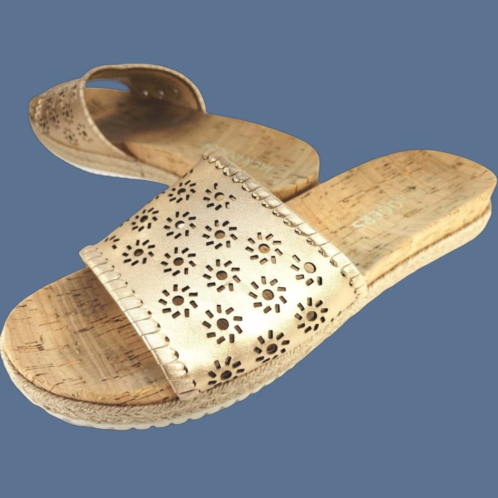 Jack Rogers Jack Rogers Women's 9M Metallic Floral Perforated Espadrille Cork Slide Sandal Size US 9 / IT 39 - 1 Thumbnail