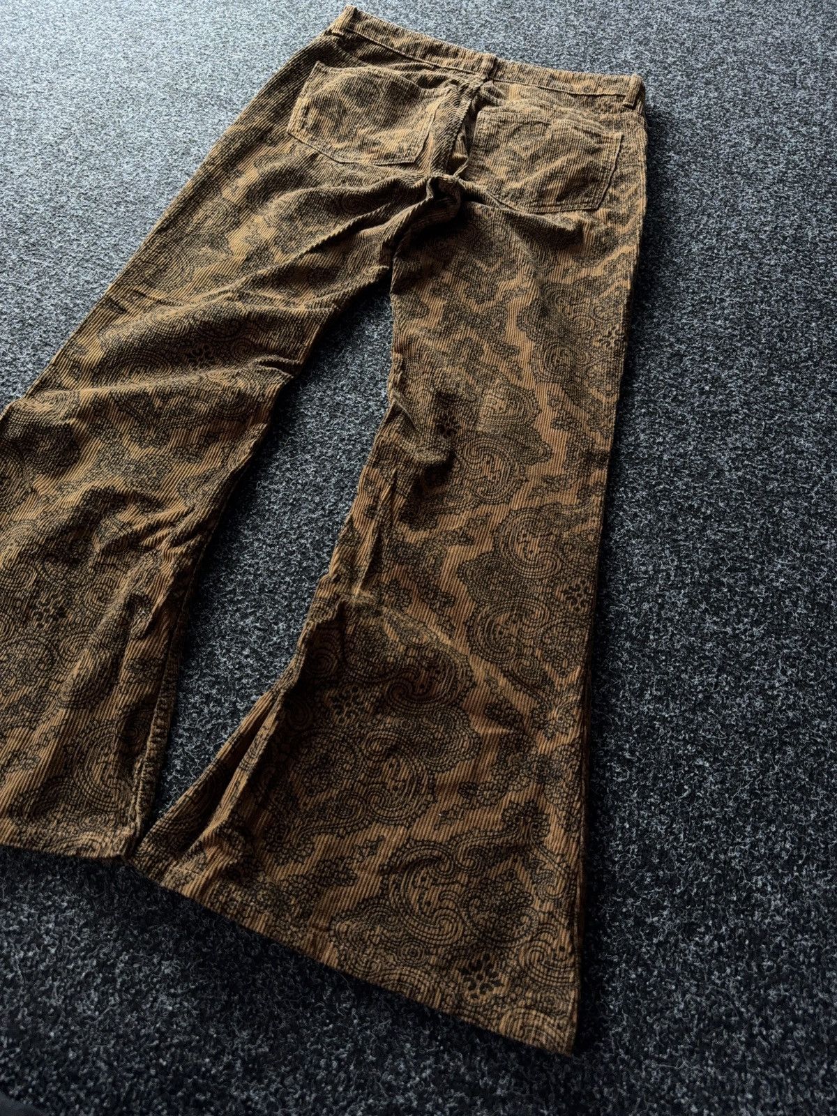 Japanese Brand Paisley Corduroy Flare Pants Y2K Japan Style Hysteric Mood Size 31" - 10 Thumbnail