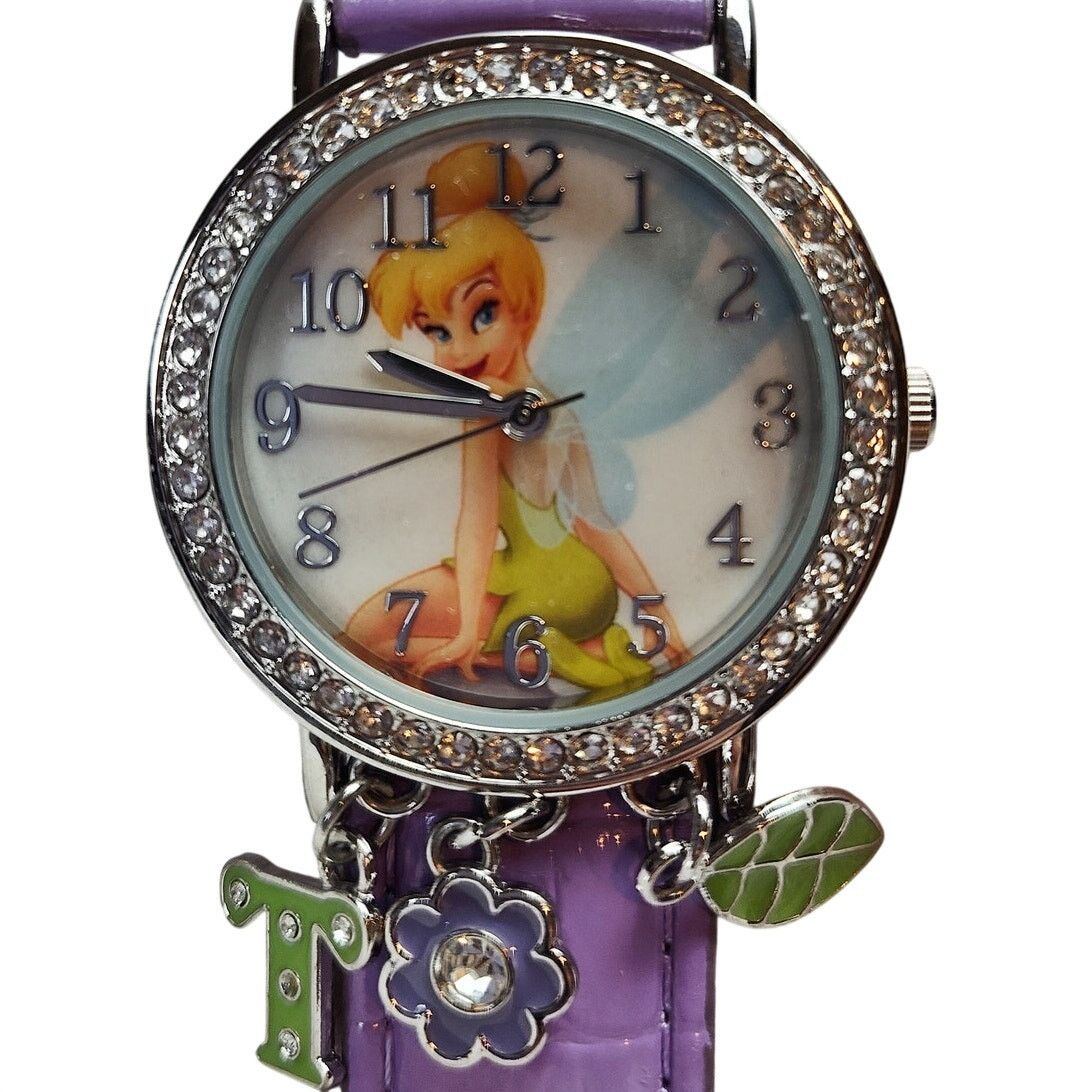 Disney Disney Tinker Bell Charm Watch Purple Strap Rhinestone Bezel Size ONE SIZE - 1 Thumbnail
