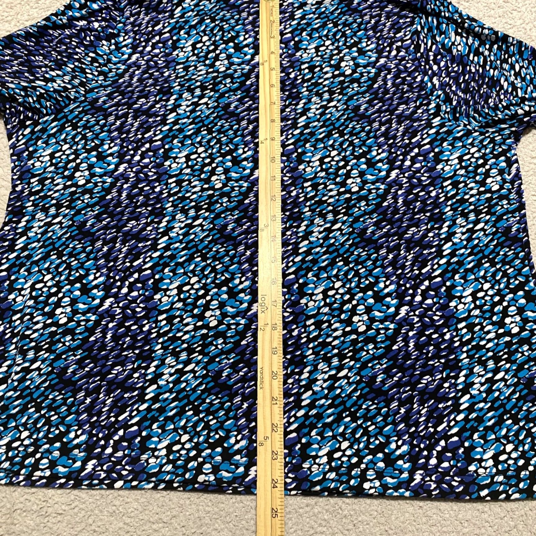 Vintage Lane Bryant Blouse Womens 20W Plus Blue Geometric 3/4 Sleeve Cowl Neck Size 3XL / US 20-22 - 7 Thumbnail