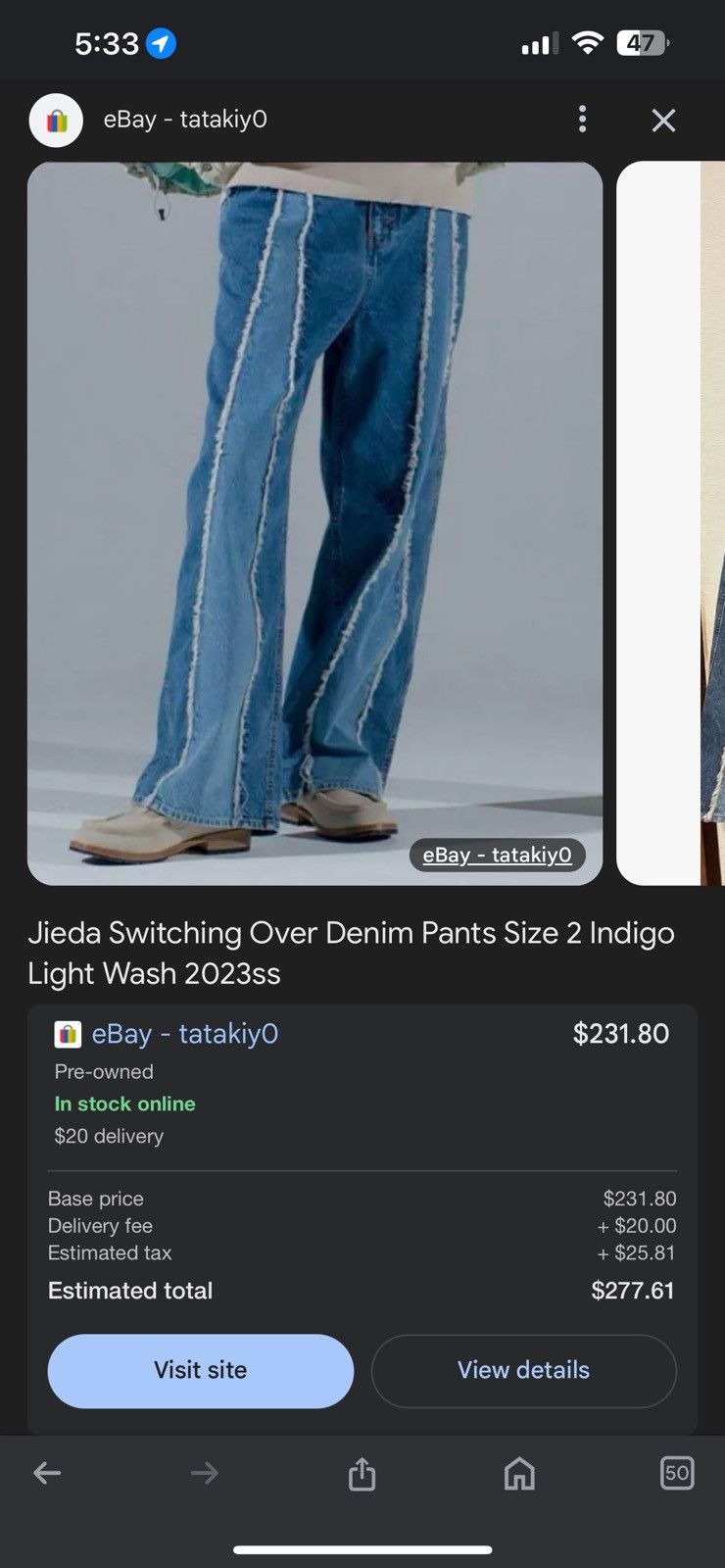 Japanese Brand JieDa Japanese Switching Over Men’s Denim Size US 32 / EU 48 - 5 Thumbnail