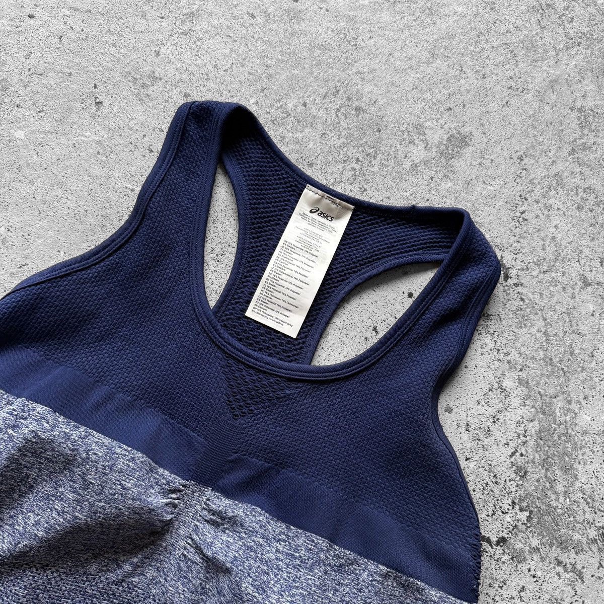 Asics Asics Womens Navy Blue & Heather Racerback Sports Tank Top Size L / US 10 / IT 46 - 3 Thumbnail