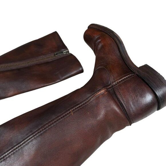 Frye FRYE Heath Women’s Sz 5.5 B Outside Zip Brown Leather Boots Size US 5.5 / IT 35.5 - 7 Thumbnail