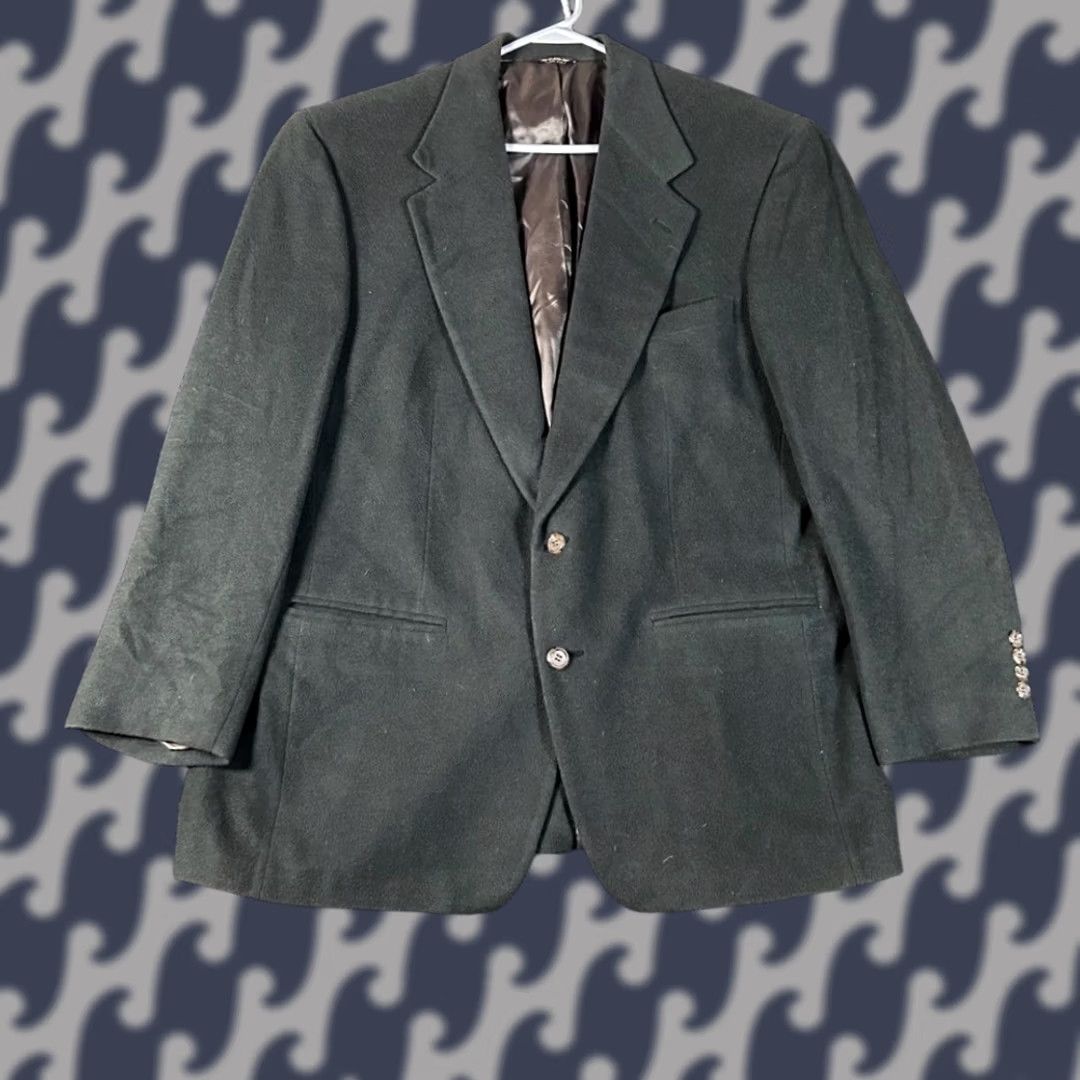 Bill Blass Bill Blass Blazer Jacket 46R Lord & Taylor Dark Gray 2 Button 100% Camel Hair Size 46R - 1 Thumbnail