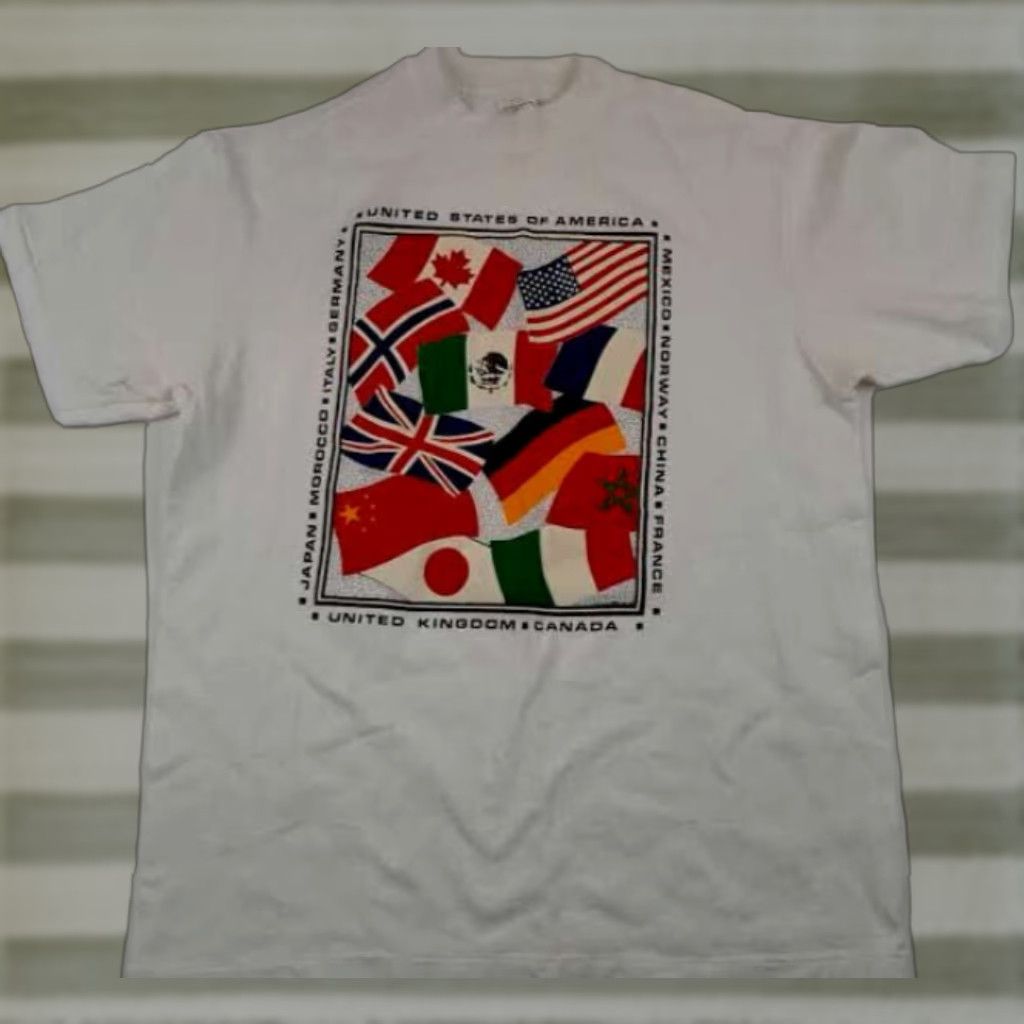 Delta Delta T-Shirt Shirt Mens Large White USA Flags Print Puffy World Canada Japan Many More Delta Large White USA Shirt Mens L Size US L / EU 52-54 / 3 - 1 Thumbnail
