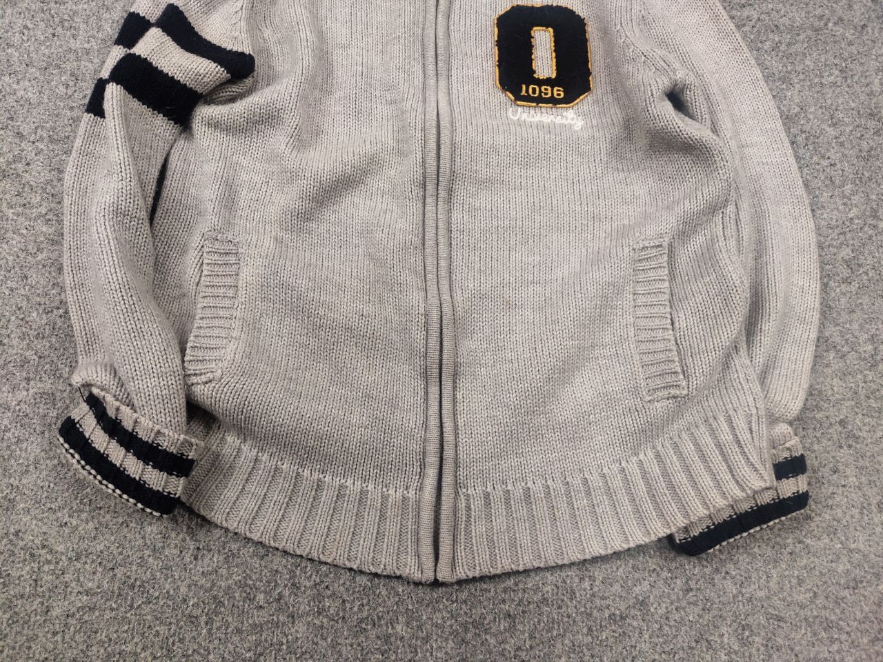 Oxxford Clothes Vintage Oxford University Pulover Logo Knit Zip Gray Sweater Size US L / EU 52-54 / 3 - 6 Thumbnail