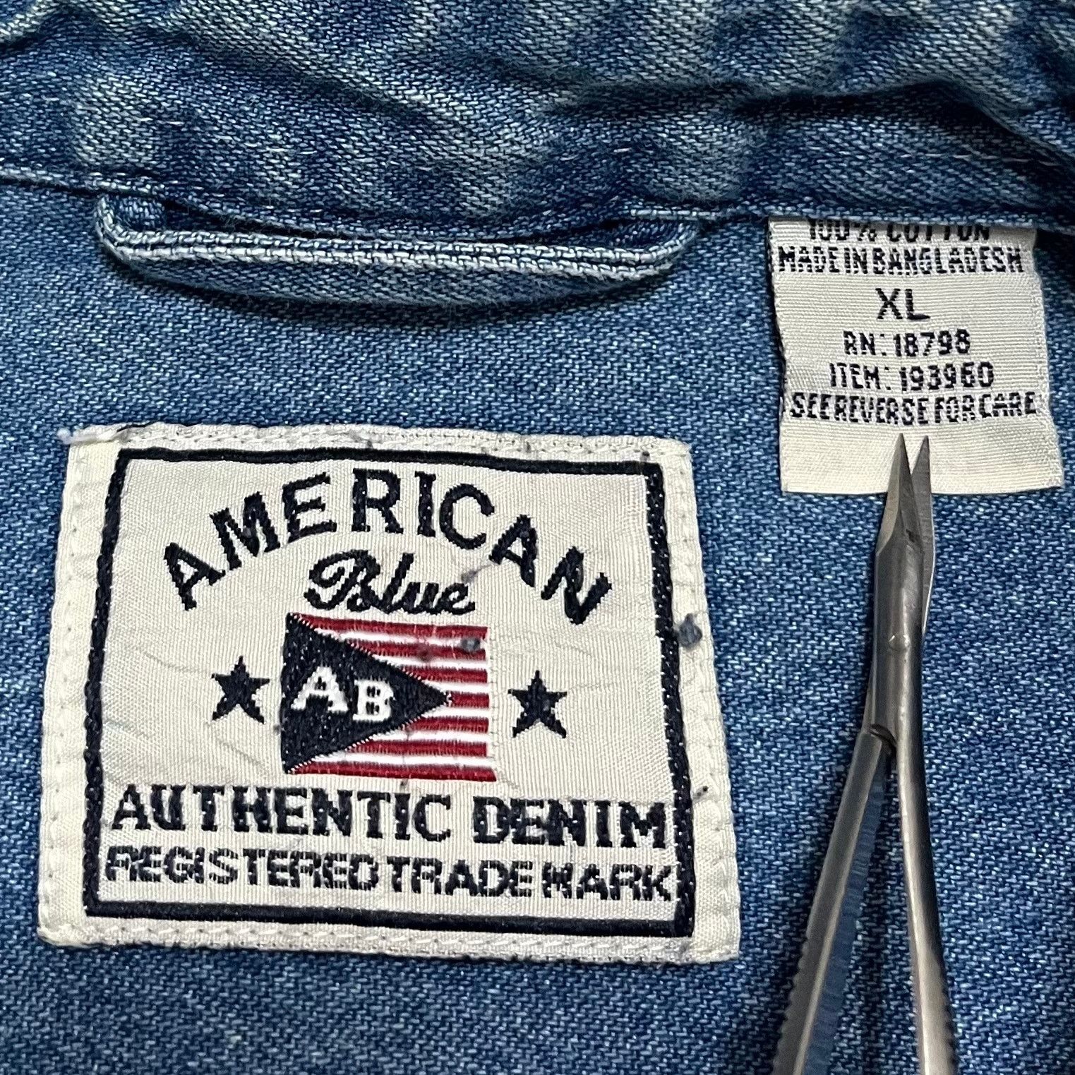 Other Vintage American Blue Corduroy Collar Denim Jean Button Up Size US XL / EU 56 / 4 - 7 Thumbnail