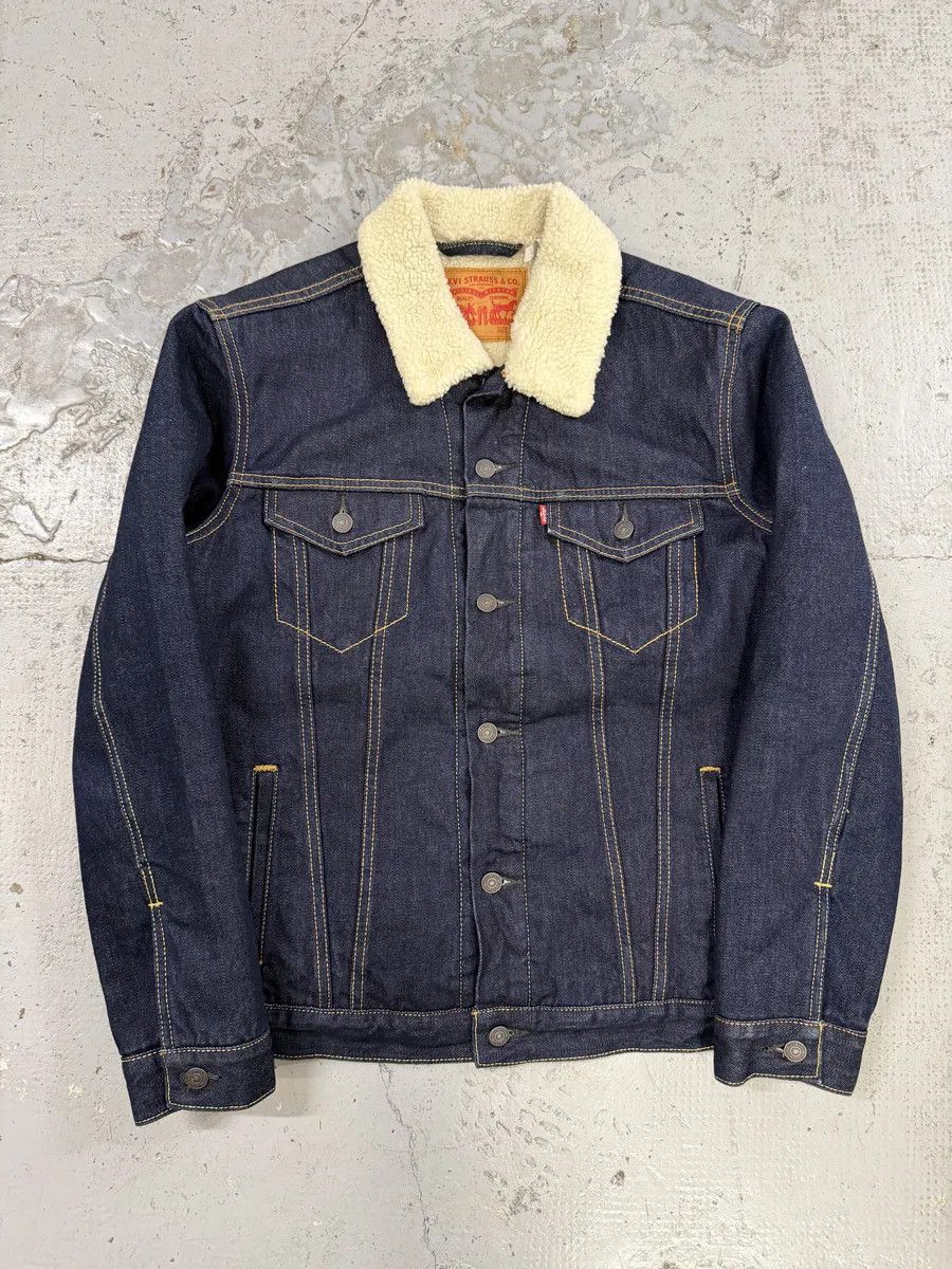 Levi's Levi’s Navy Brut Denim Shearling Jacket Size US L / EU 52-54 / 3 - 1 Thumbnail