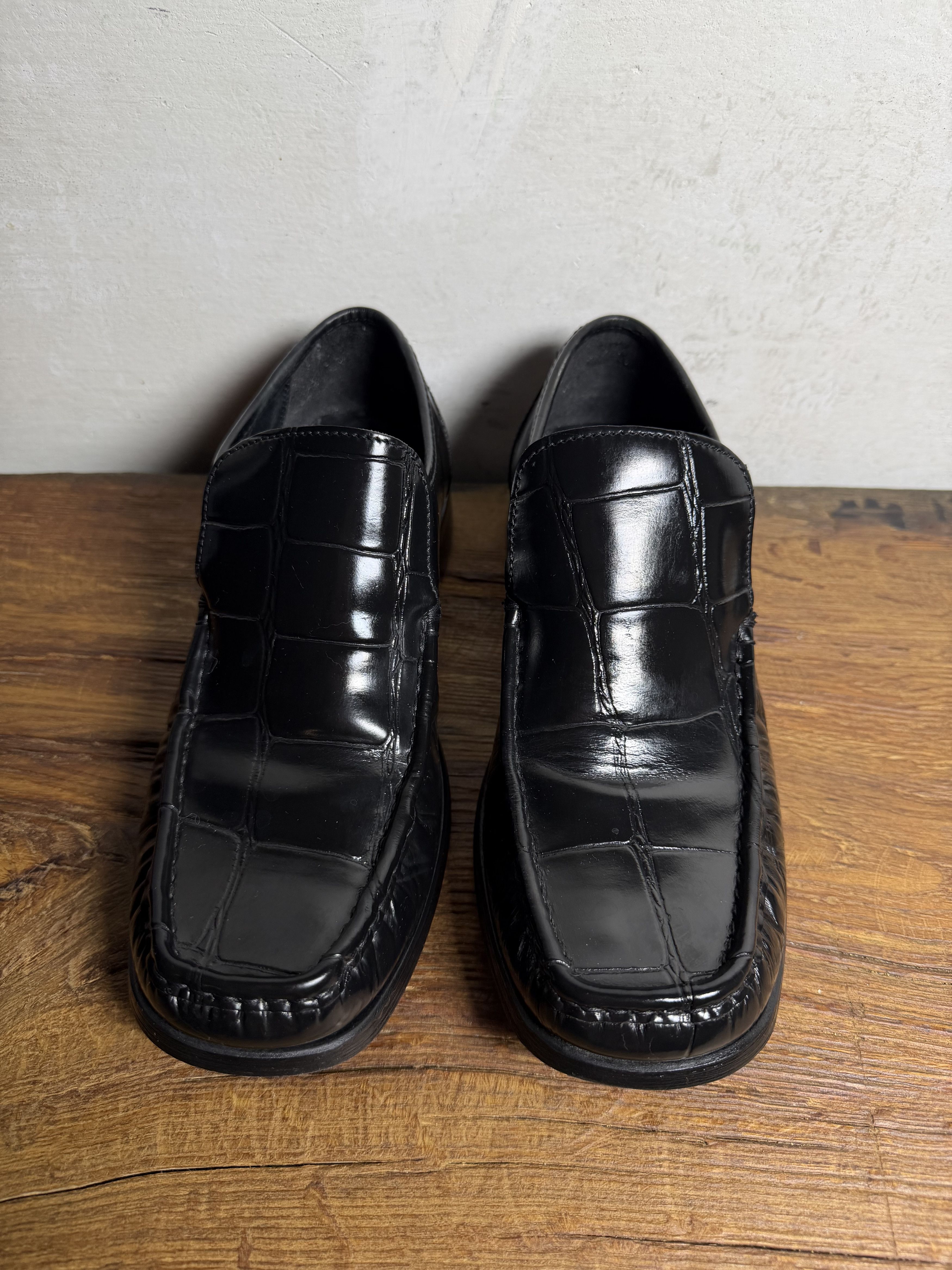 Handmade Burton Textured Leather Loafers with Square Toes Size US 10 / EU 43 - 7 Thumbnail
