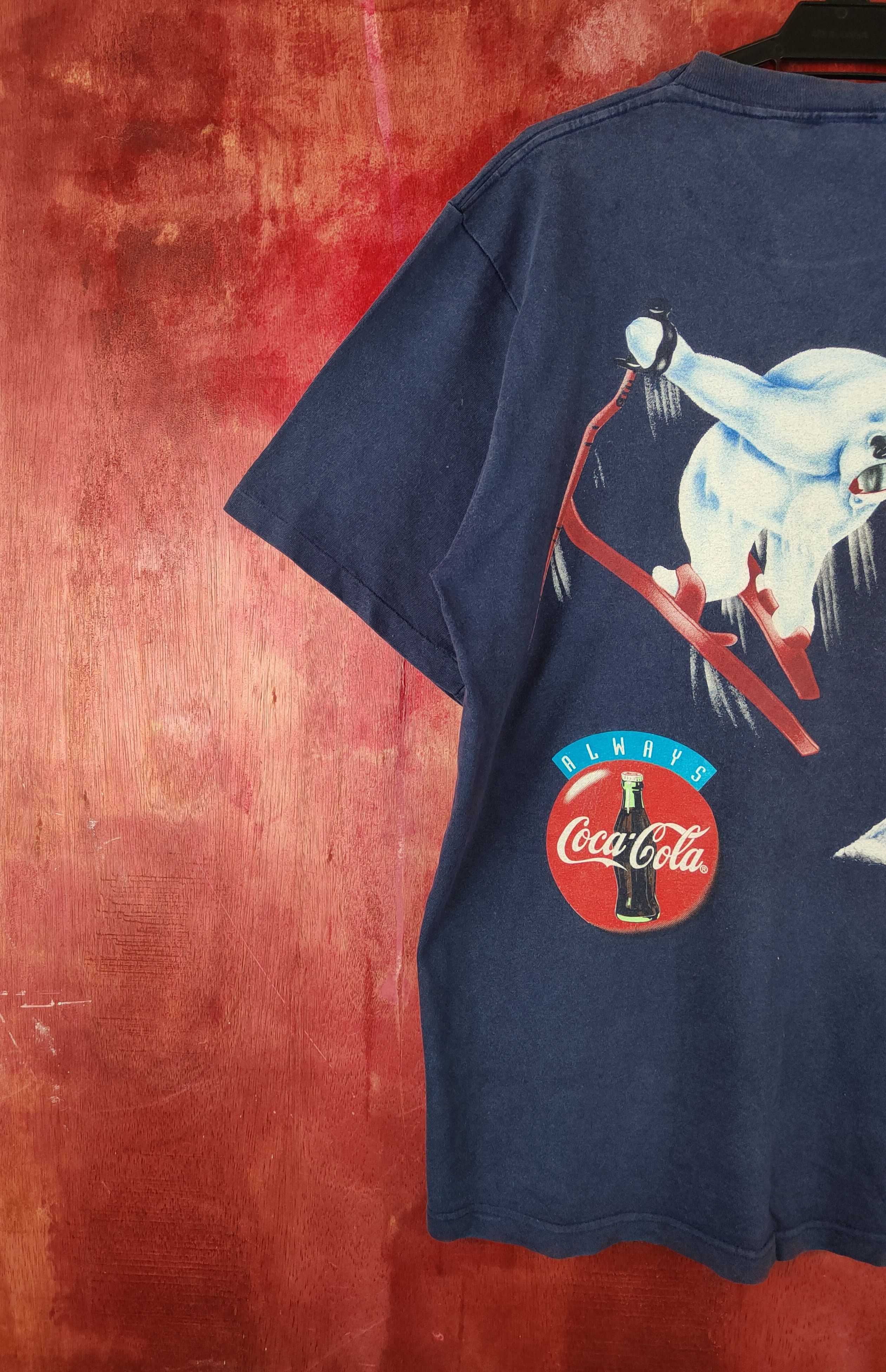 Coca Cola 1995 Coco Cola Dark Blue Short Sleeve T-shirts #S2307 Size US L / EU 52-54 / 3 - 12 Thumbnail