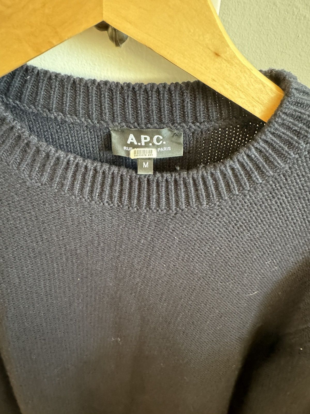 A.P.C. Dark navy wool crewneck sweater Size US M / EU 48-50 / 2 - 2 Thumbnail