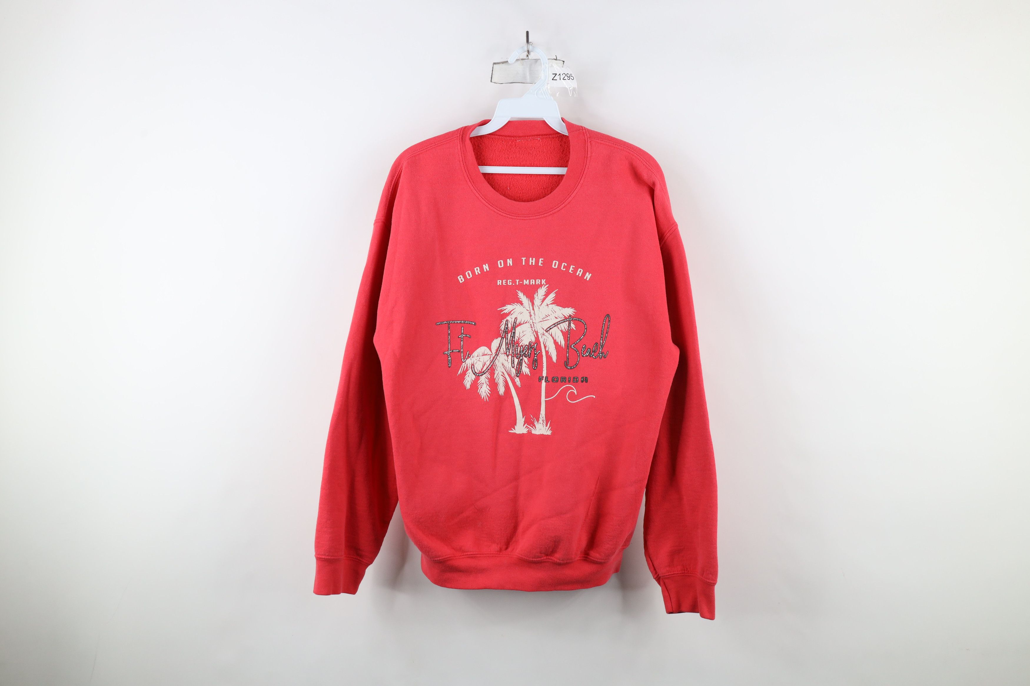 Vintage Vintage 90s Spell Out Ft Myers Beach Florida Sweatshirt Pink Size L / US 10 / IT 46 - 1 Thumbnail