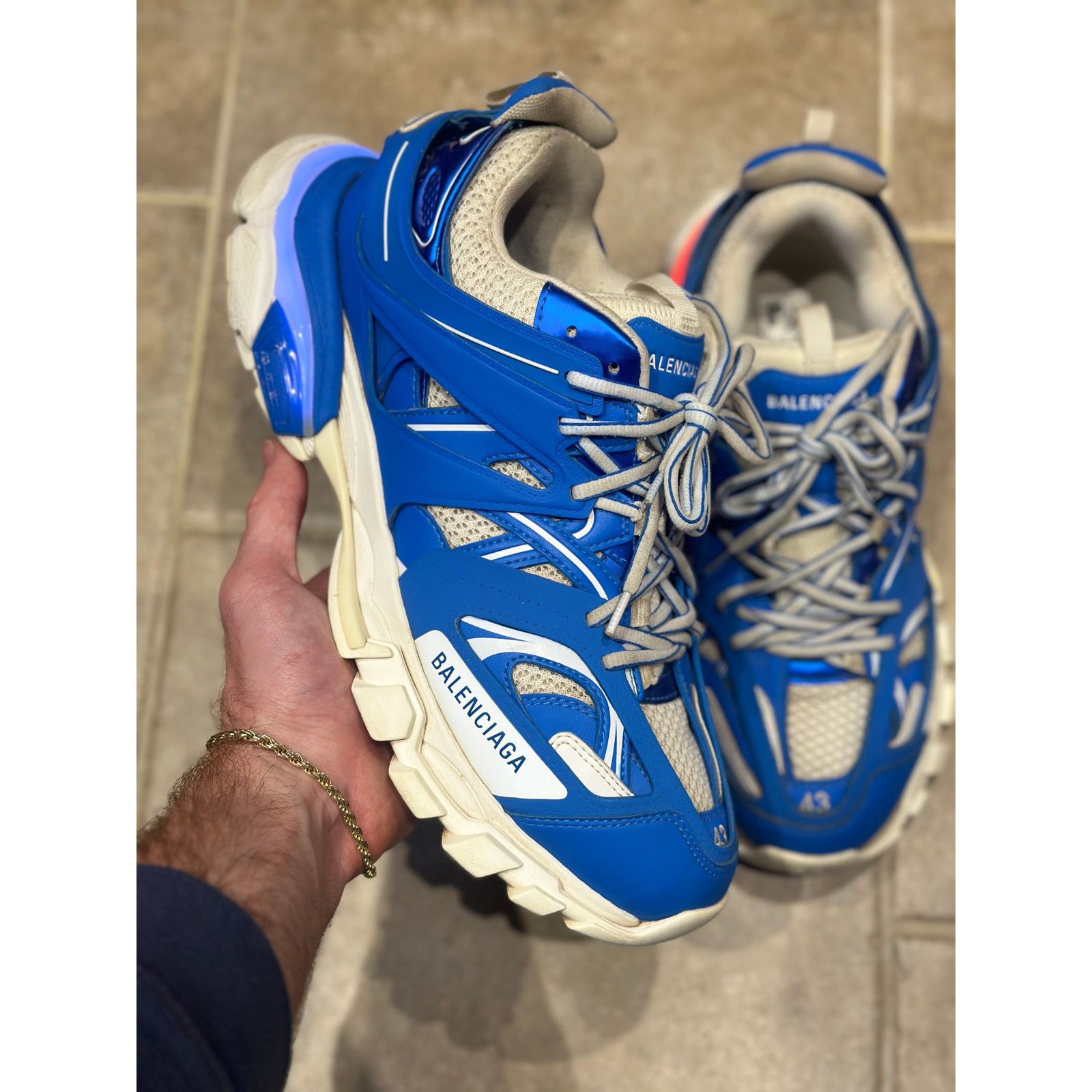 Balenciaga Size 10 - Balenciaga Track LED Sneakers Blue White Size US 10 / EU 43 - 1 Thumbnail