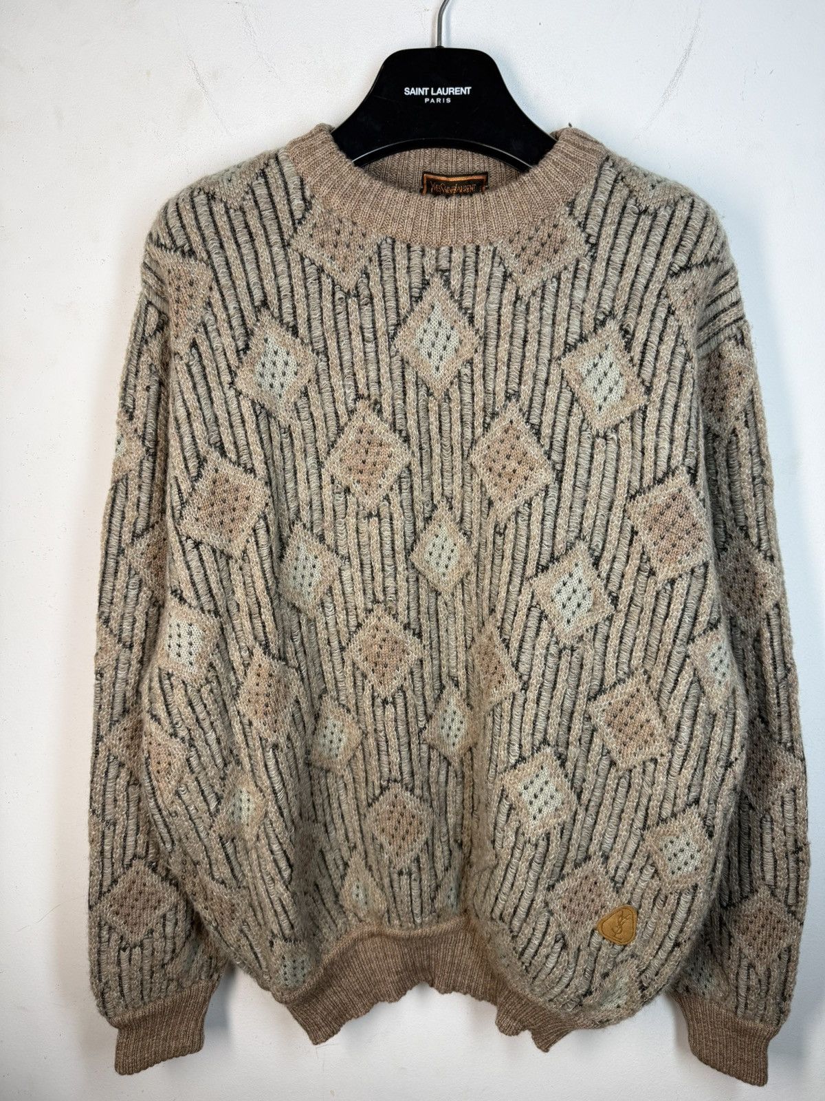 Yves Saint Laurent 90s Wool YSL Sweater Soft Beige Vintage Yves Saint Laurent Size US L / EU 52-54 / 3 - 3 Thumbnail