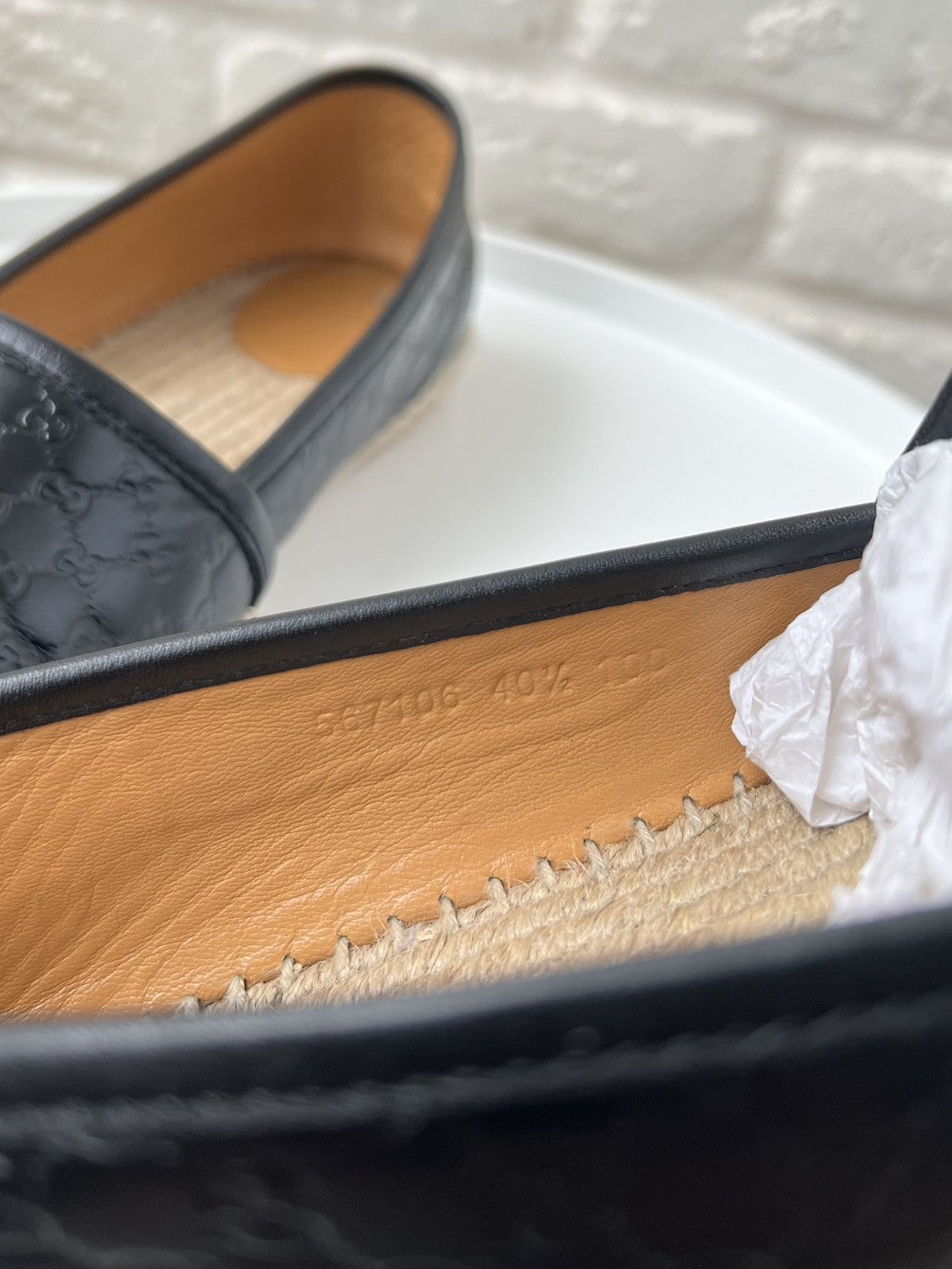 Gucci Gucci GG Monogram Black Leather Espadrilles Shoes Size US 8 / EU 41 - 12 Thumbnail