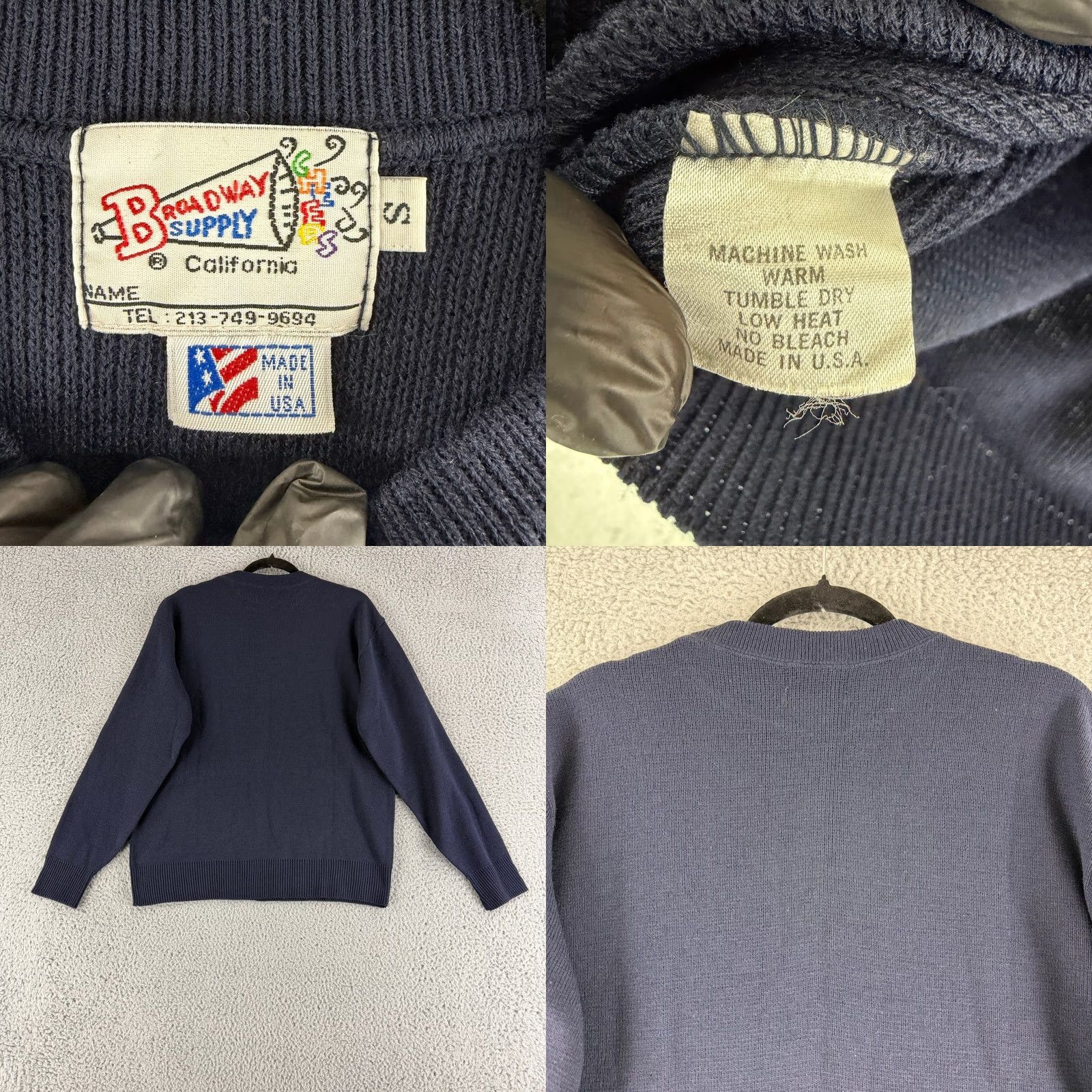 Vintage VINTAGE Broadway Supply Sweater Mens Small Navy Blue Crewneck Long Sleeve Made in USA Size US S / EU 44-46 / 1 - 8 Thumbnail
