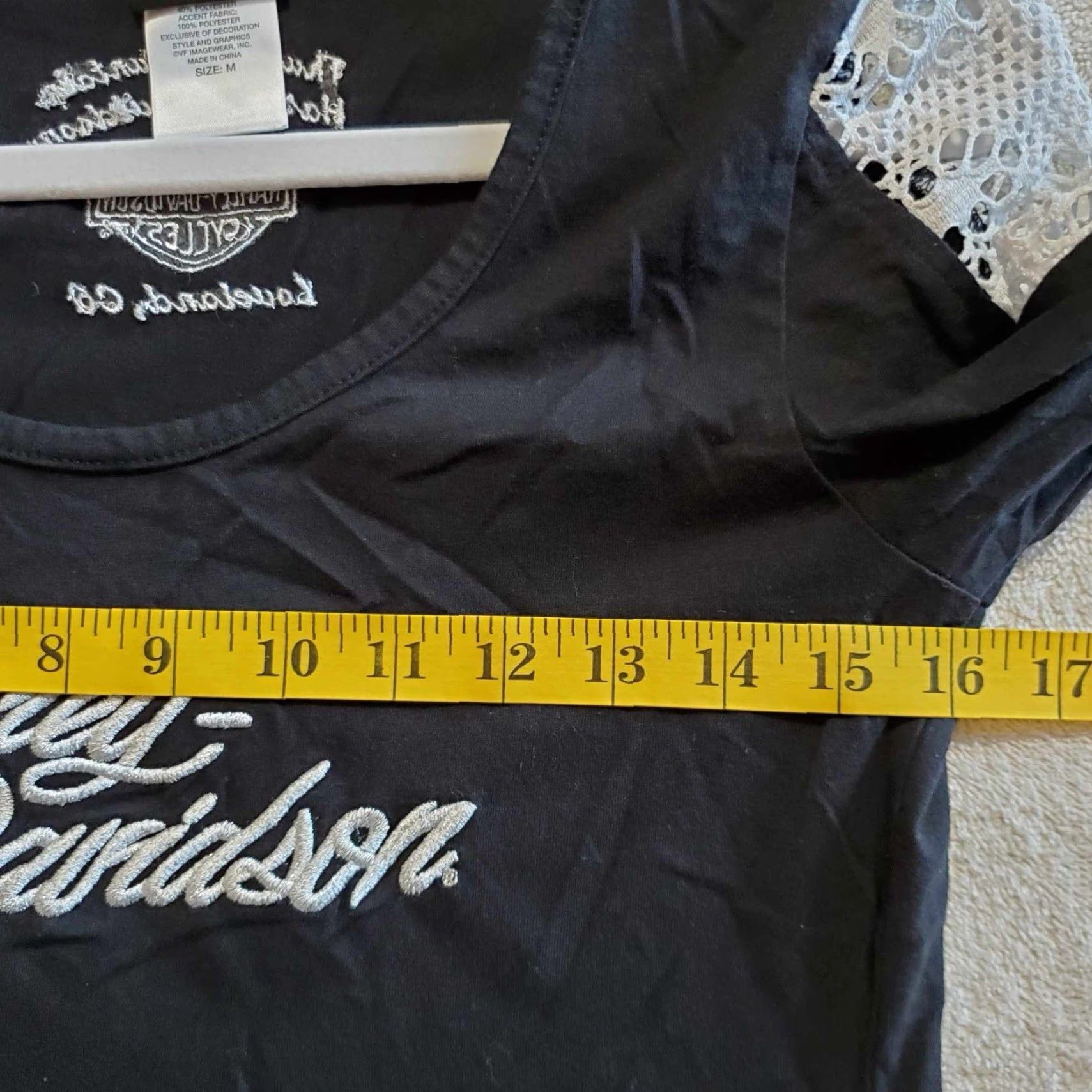 Harley Davidson VINTAGE Harley-Davidson Womens Long Sleeve Lace Shirt Black M Adult Womens Shirt Lace 90s Loveland CO Size M / US 6-8 / IT 42-44 - 4 Thumbnail