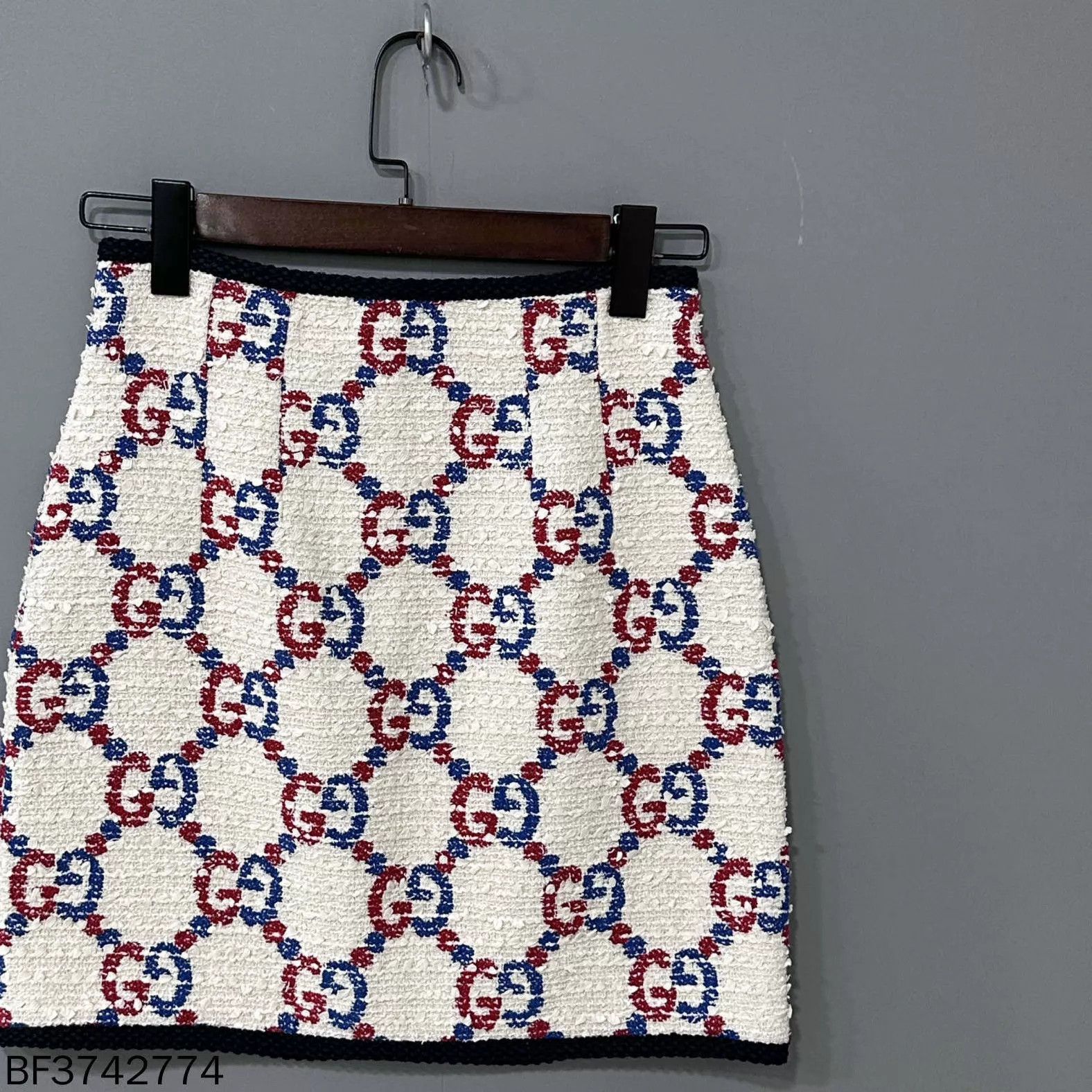 Gucci GUCCI Red Blue GG All Over Print Skirt Women's 38 Size 26" / US 2 / IT 38 - 3 Thumbnail