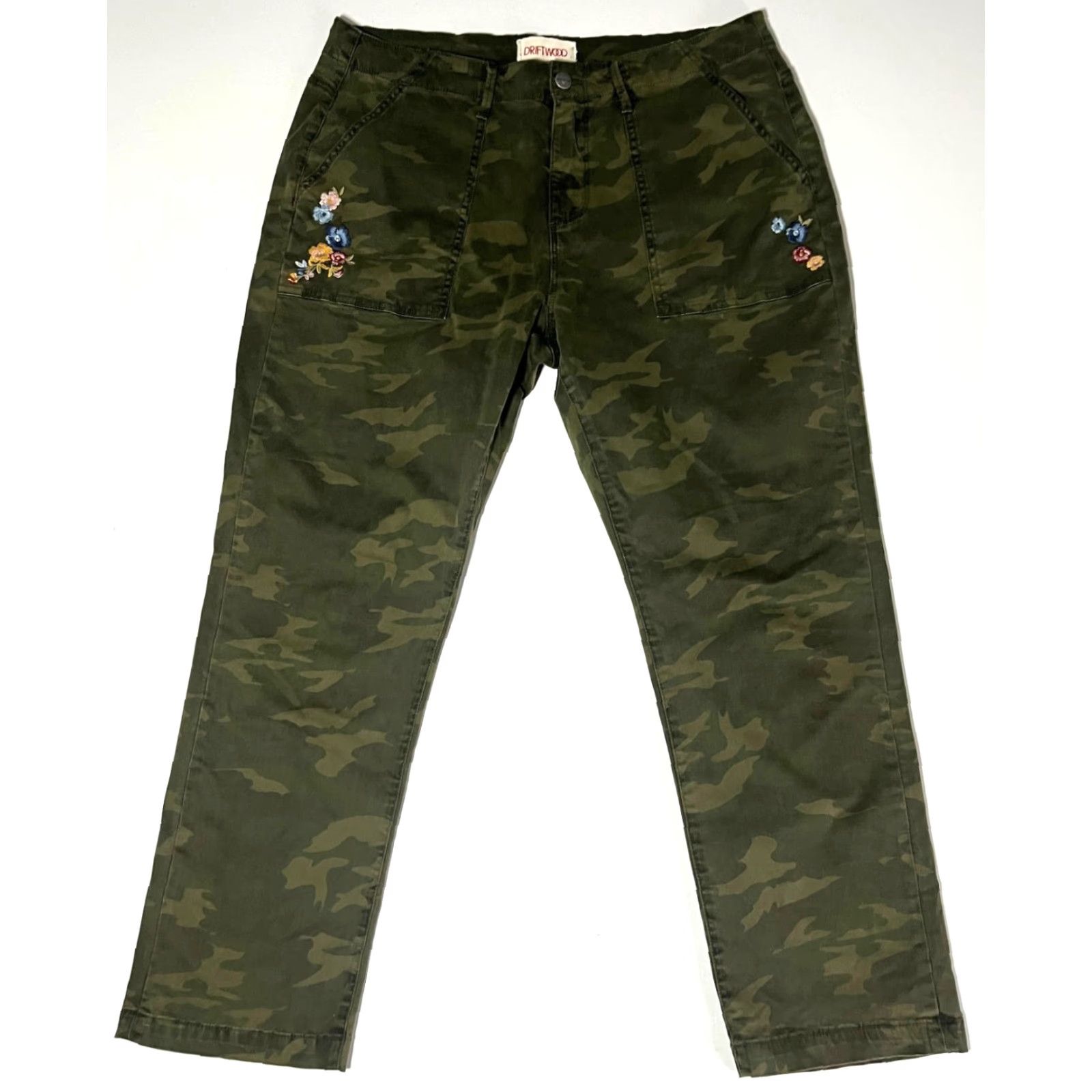 Vintage Driftwood Women's Tabitha Cropped Embroidered Camouflage Straight Leg Pants Size 30" / US 8 / IT 44 - 4 Thumbnail