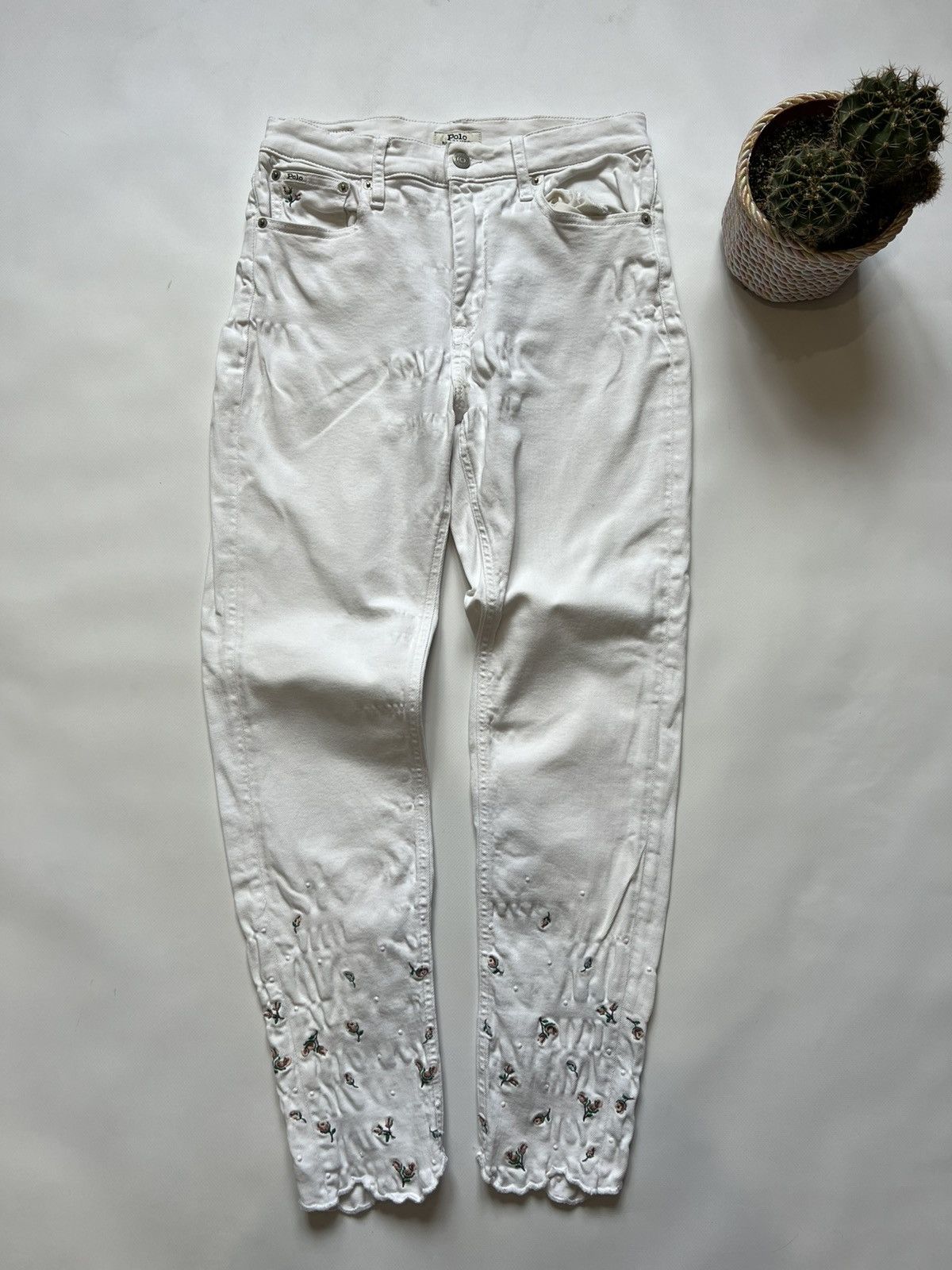 Polo Ralph Lauren Polo Ralph Lauren White Floral Pants Denim Basic Slim Size 30" / US 8 / IT 44 - 1 Thumbnail