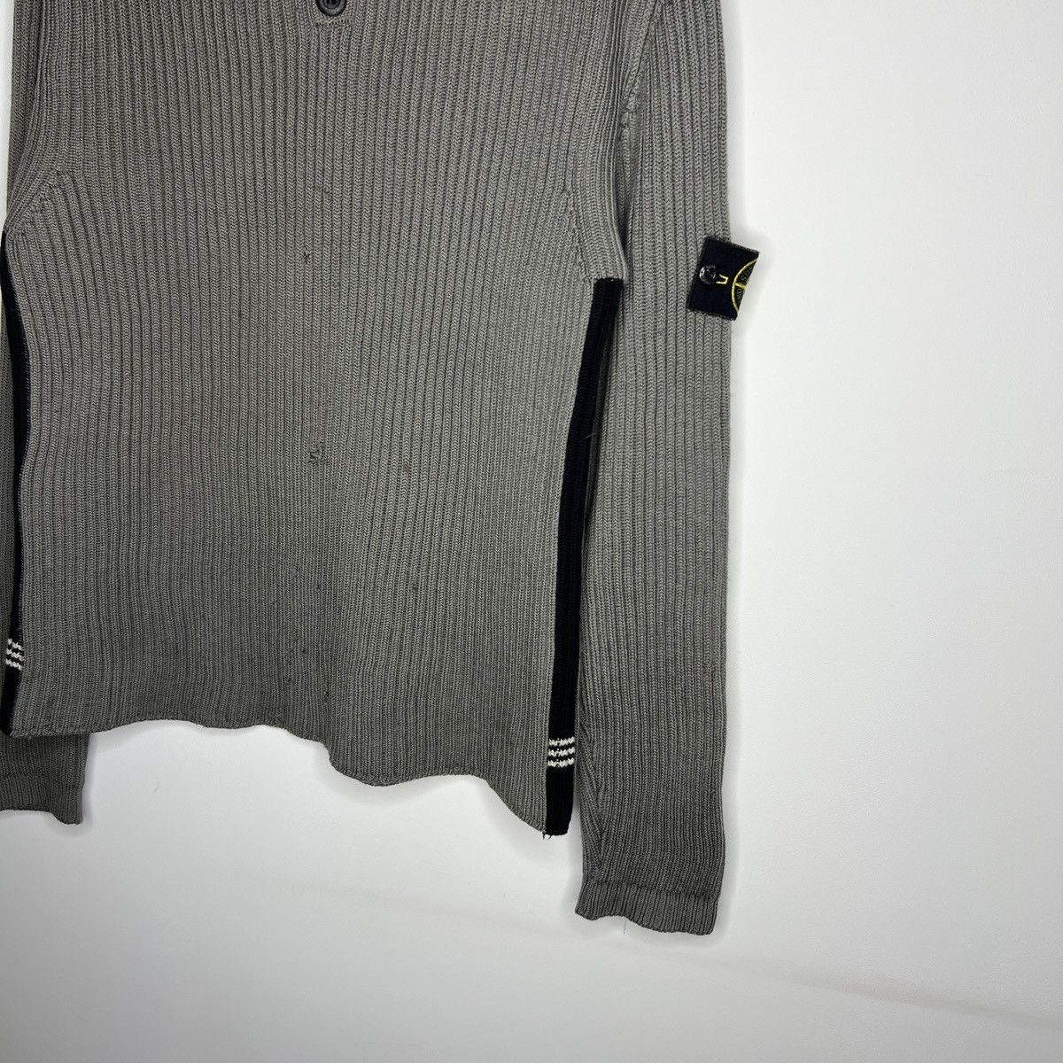 Stone Island × Vintage Vintage Stone Island Sweater Jumper Knitwear Wool Grey Rib Size US L / EU 52-54 / 3 - 2 Thumbnail