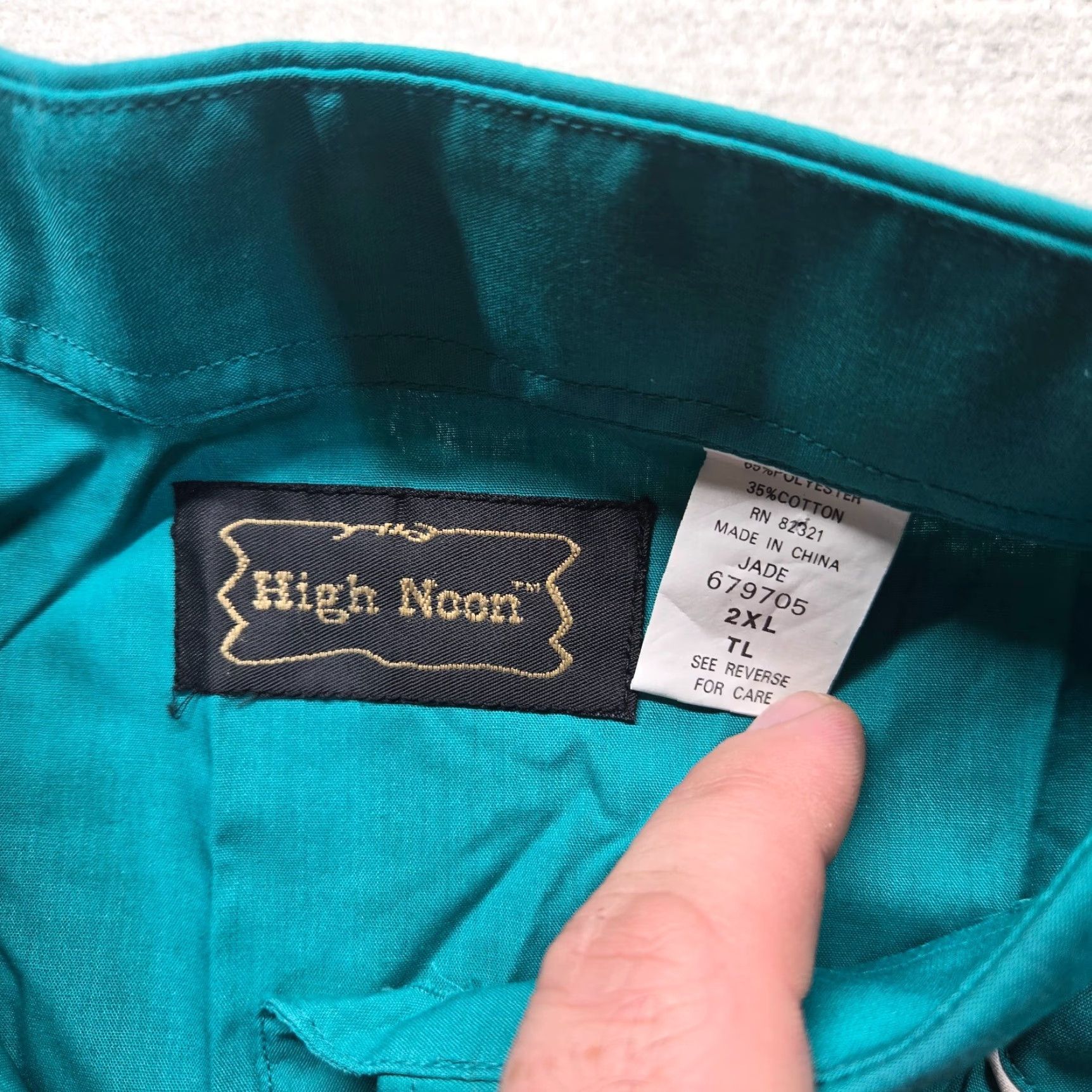 Vintage VINTAGE High Noon Shirt Button-Up Teal 2XL Casual Western Rockabilly Cowboy 80s 90s Mens Size US XXL / EU 58 / 5 - 3 Thumbnail