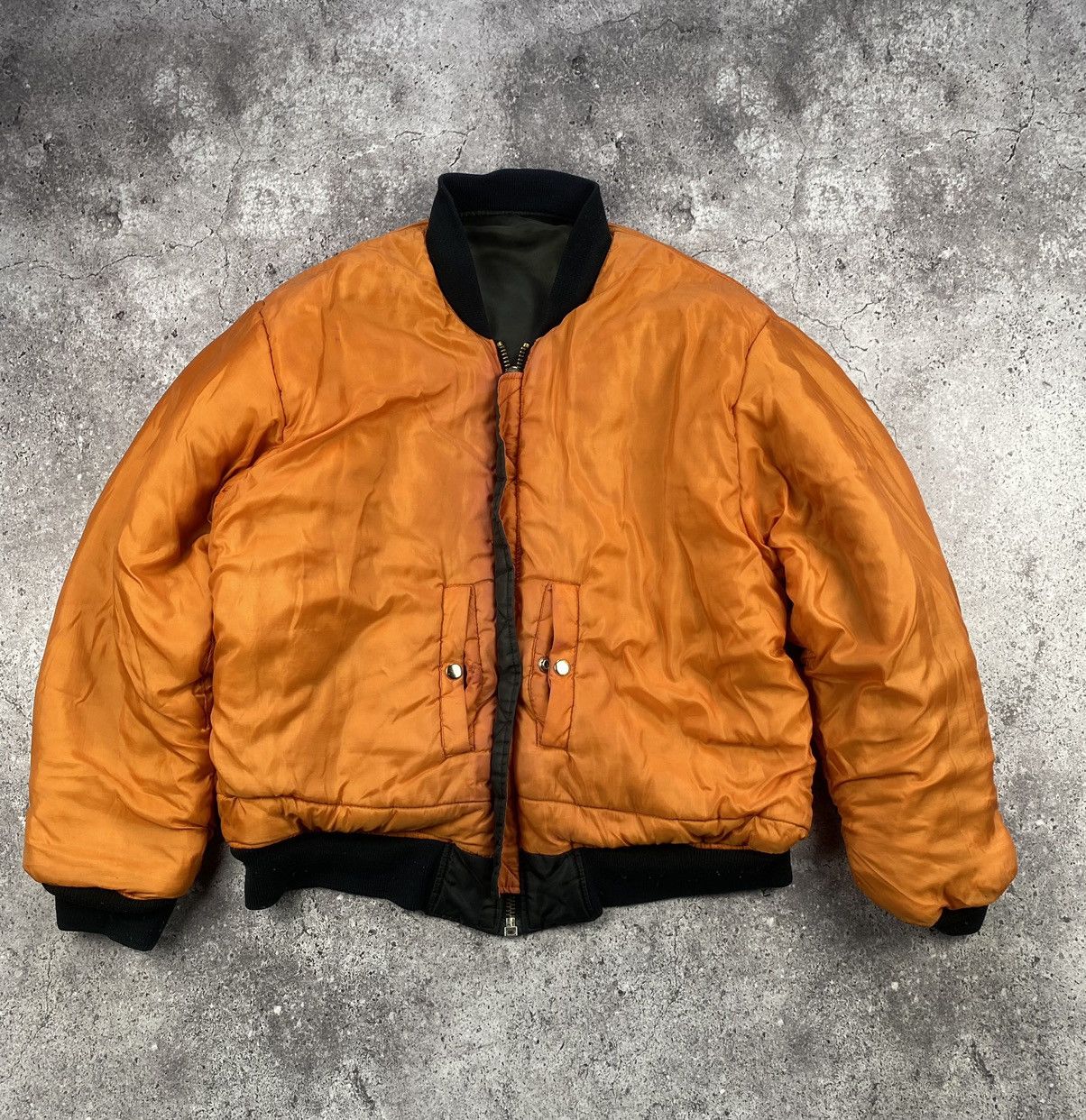 Vintage 90s Boxy MA-1 Military Reversible FADED Bomber DISTRSSED Size US L / EU 52-54 / 3 - 21 Thumbnail