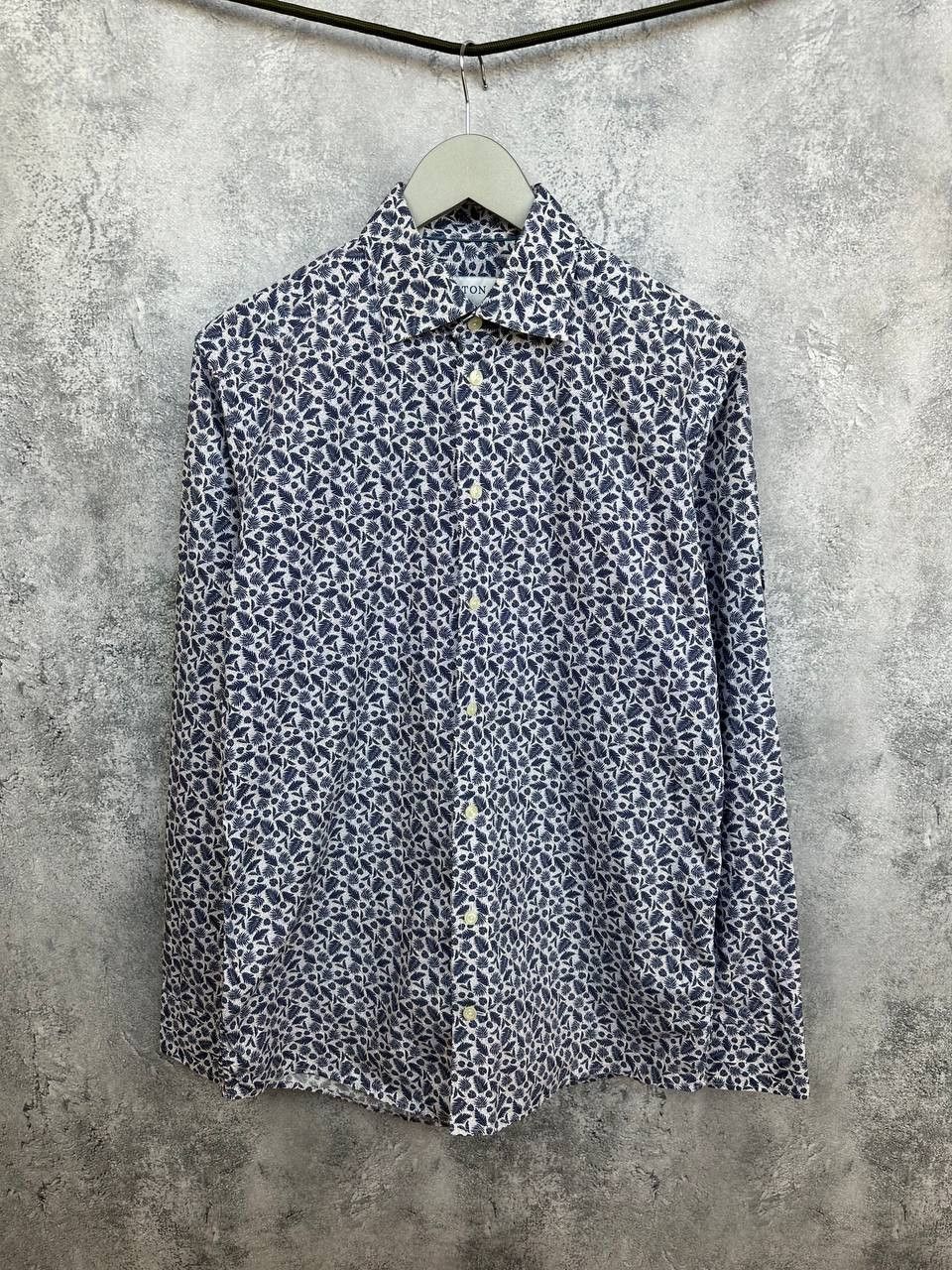 Eton Eton Button Up Shirt Floral Poplin Cotton LS Slim Fit Size US M / EU 48-50 / 2 - 1 Thumbnail