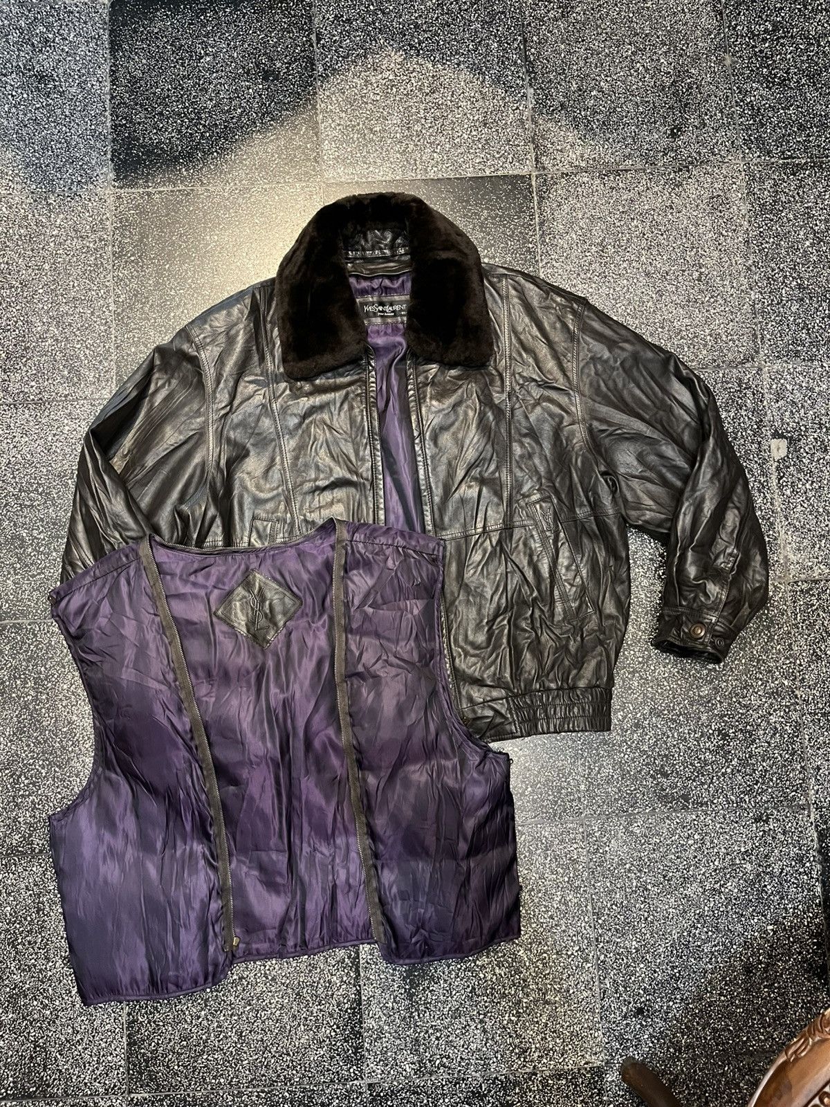 Yves Saint Laurent VINTAGE YSL YVES SAINT LAURENT STRETCH LEATHER JACKET BLACK! Size US L / EU 52-54 / 3 - 5 Thumbnail