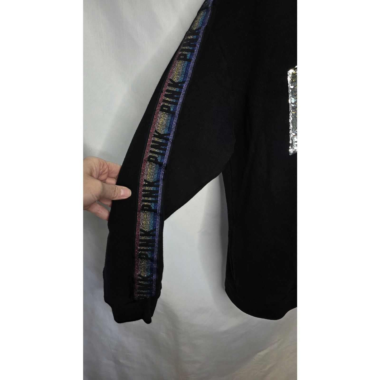 Victoria's Secret Pink Victoria's Secret Black Cowl Neck Sweatshirt Sequin Size L / US 10 / IT 46 - 4 Thumbnail
