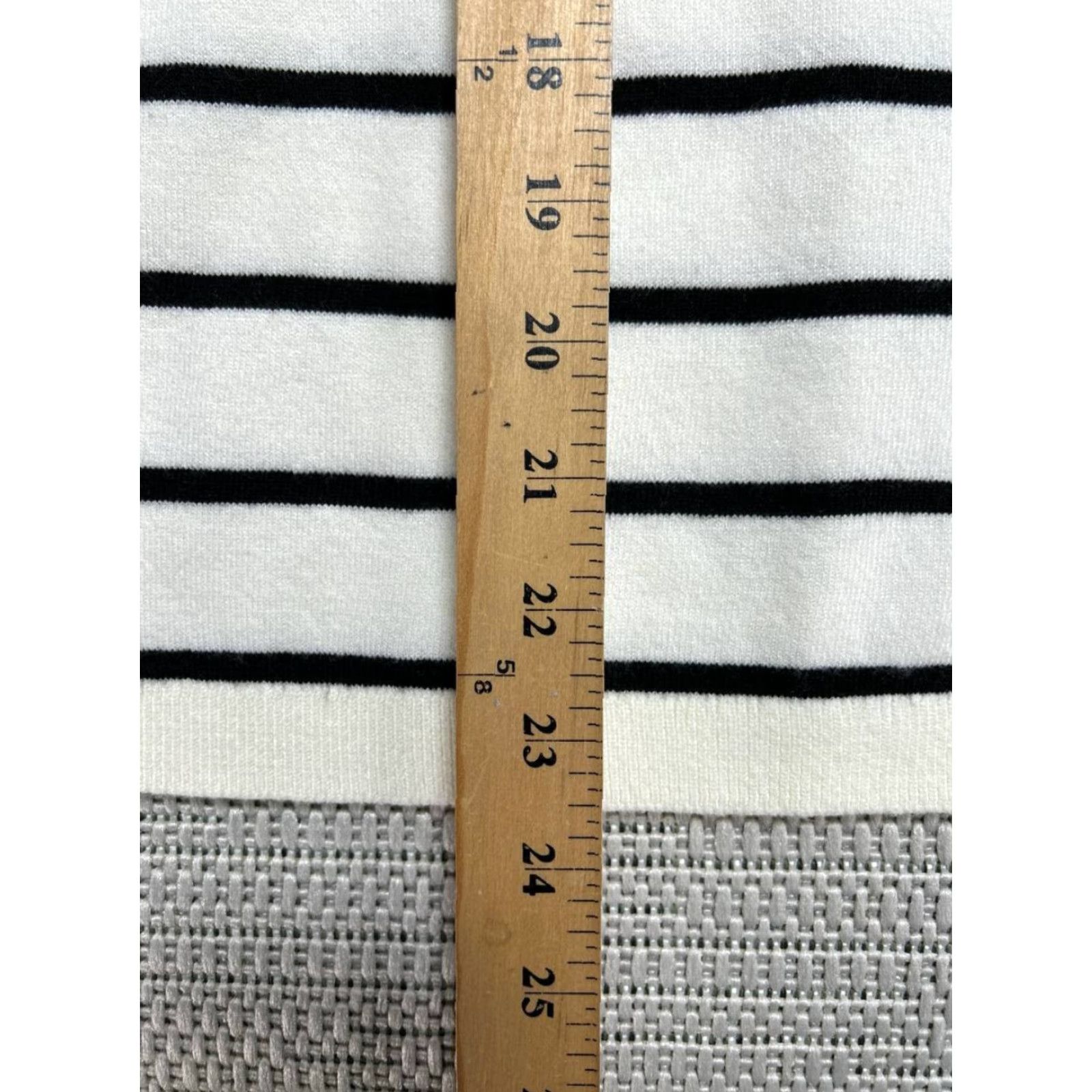 Talbots Talbots Sweater Womens Small Petite White Bows Stripe Puff Sleeve Crew Neck New Size XXS / US 00 / IT 34 - 7 Thumbnail