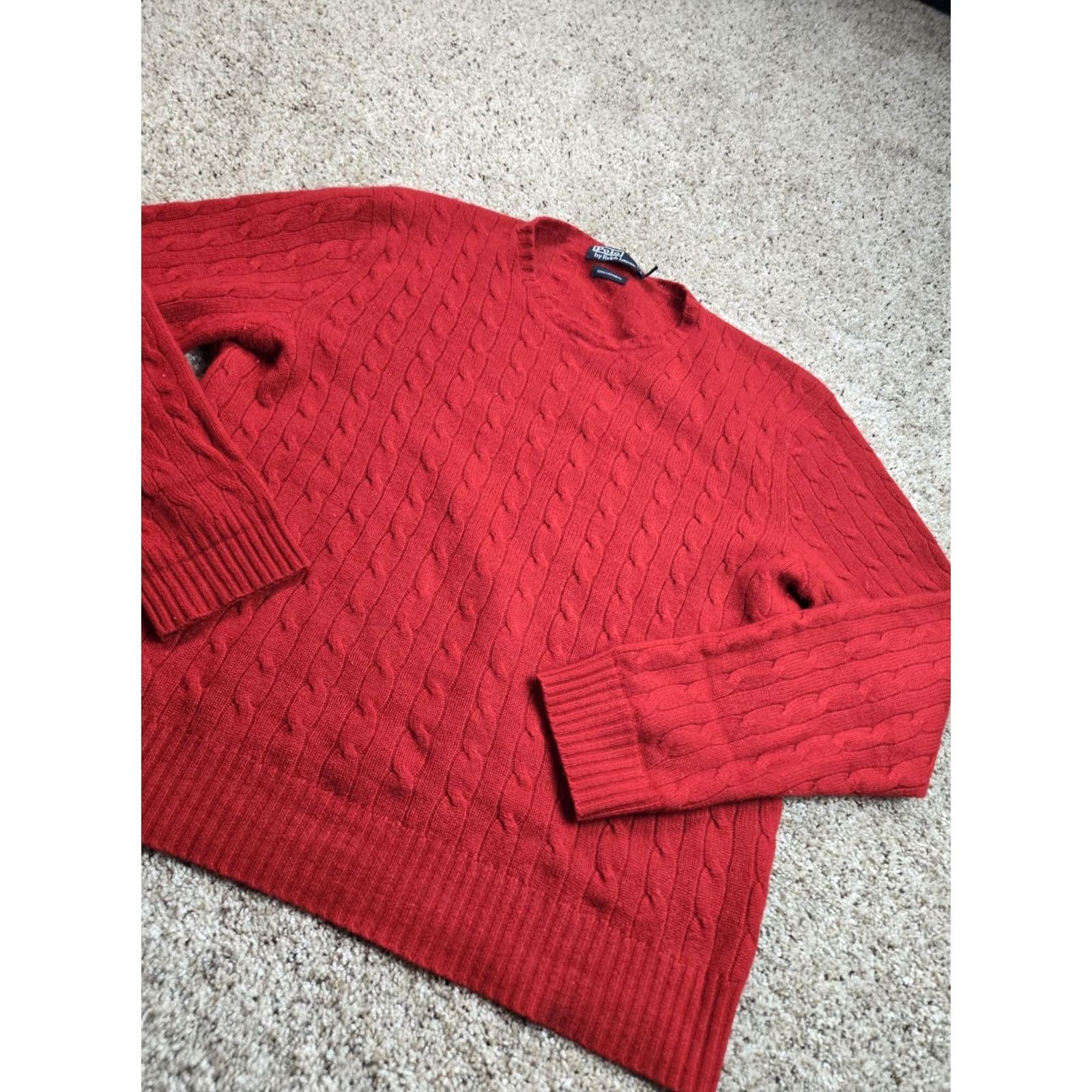 Polo Ralph Lauren Polo Ralph Lauren Cashmere Cable Knit Sweater 2XL Mens Red Long Sleeve Crew Neck Pullover Casual Adult Regular Knit Wool/ Cashmere Size US XXL / EU 58 / 5 - 2 Thumbnail