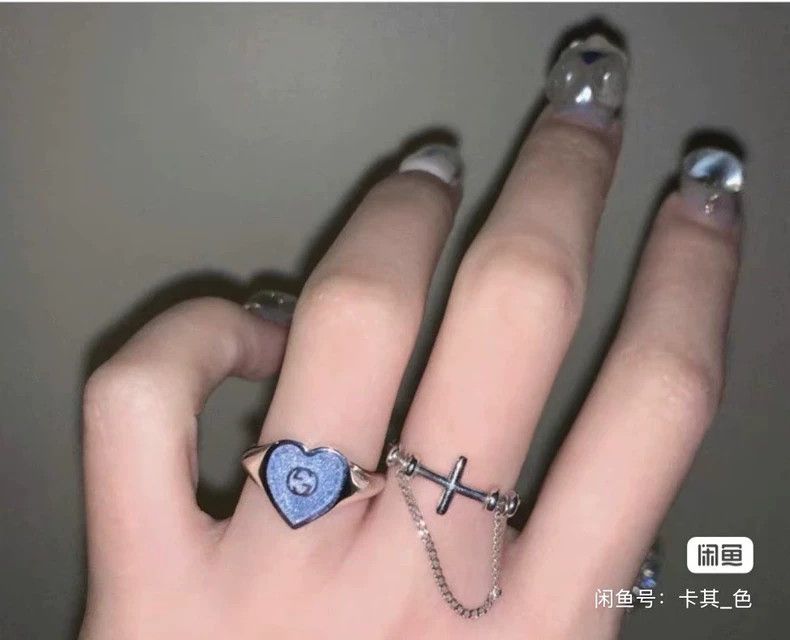 Gucci Guicci Ice blue enamel heart ring Size ONE SIZE - 3 Thumbnail