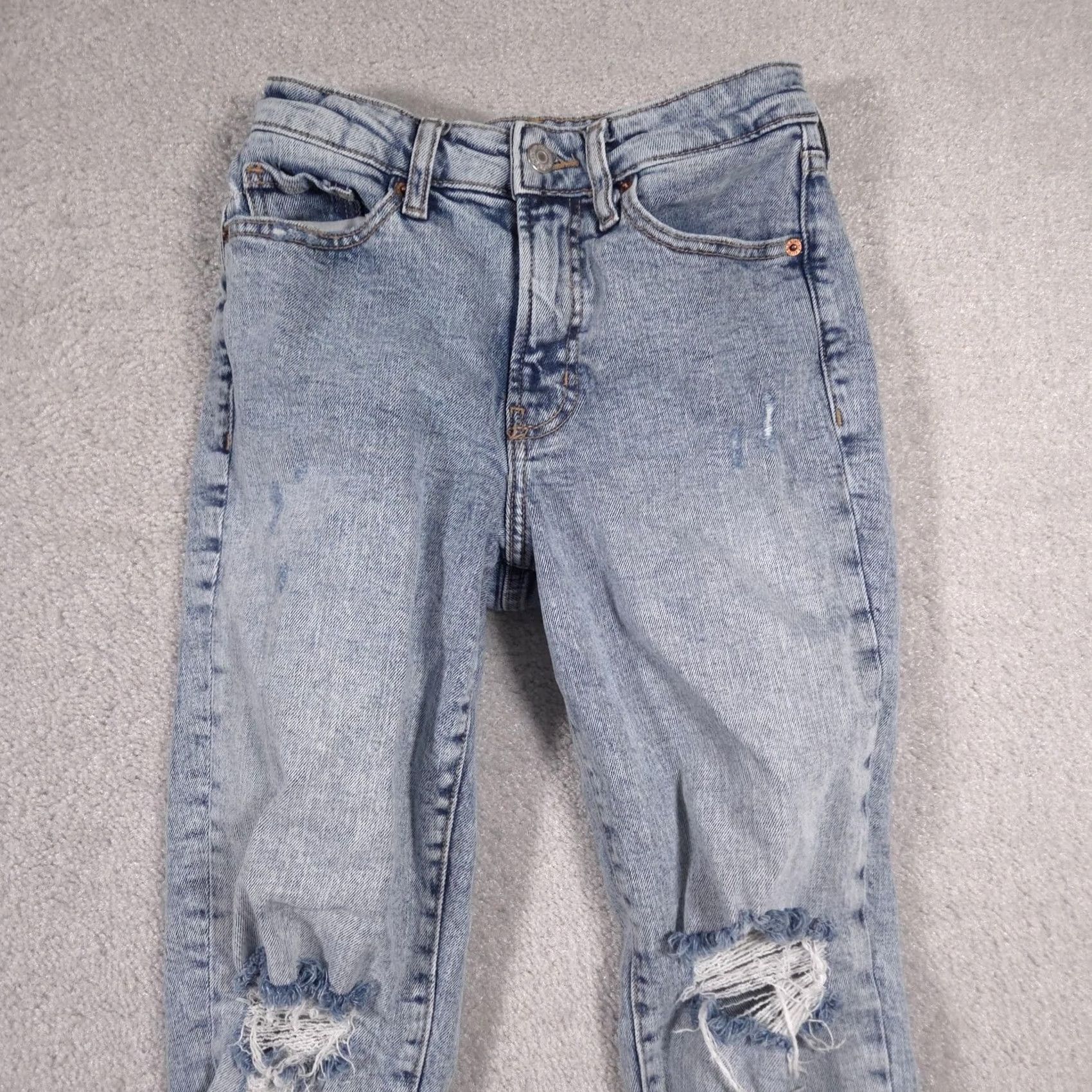 Old Navy Old Navy Jeans Womens 0 Blue High Rise OG Straight Distressed Ripped Knees Denim Size 25" / US 0 / IT 36 - 3 Thumbnail
