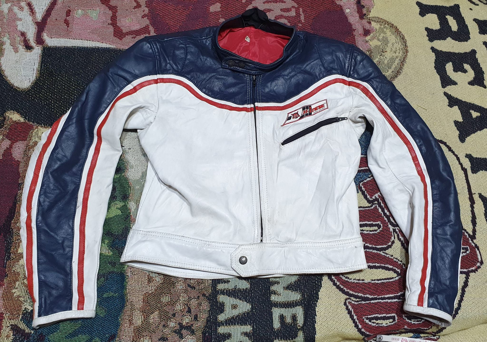 image of Jacket Dainese Speed Leather Recing Genuine in White/Blue, Men's (Size Small)