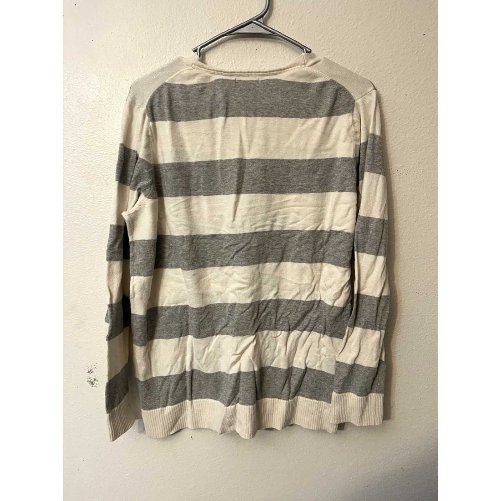 Gap GAP Cardigan Sweater XL Button Down Front Lightweight Knit Long Sleeve Striped Gray Teal womens Best Value Size XL / US 12-14 / IT 48-50 - 3 Thumbnail