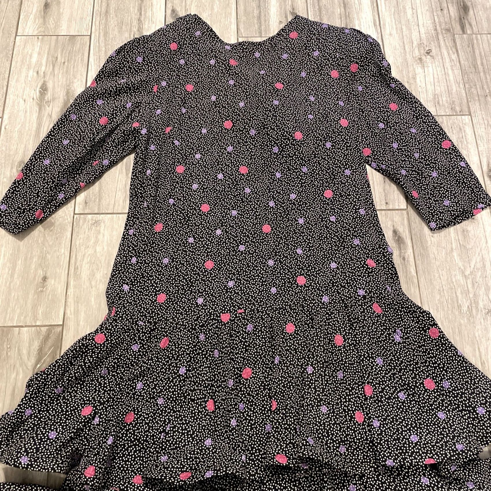 IWC Schaffhausen VINTAGE Jane Schaffhausen Belle France Polk Dot Prairie Dress Size 12 Long Sleeve Knee Length Black Rayon Zipper Pocket Fit & Flare Woman Casual Size XL / US 12-14 / IT 48-50 - 3 Thumbnail
