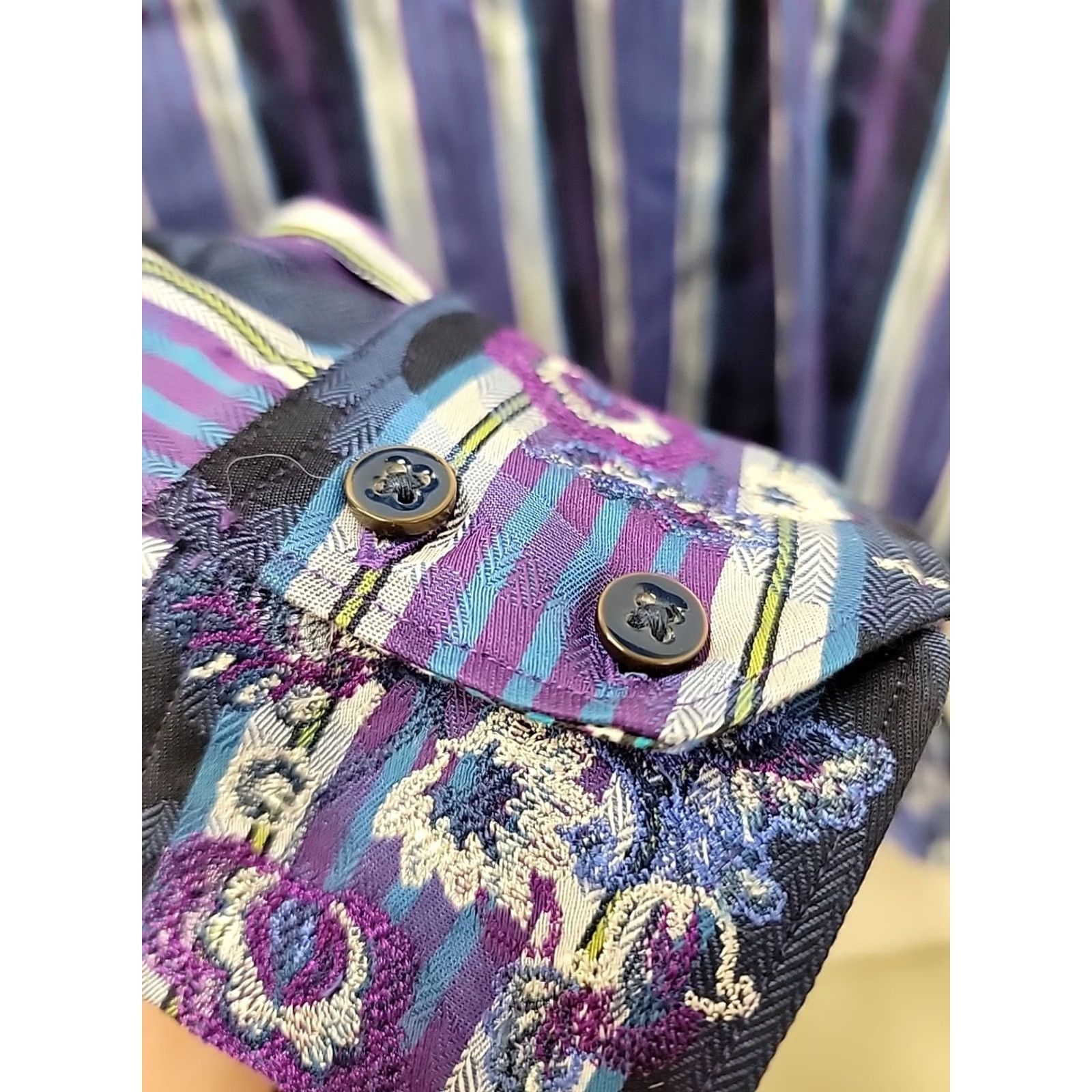 Robert Graham Robert Graham Mens Button-Down Shirt Stripe Multicolor L Large Regular Long Sleeve Button-Up Shirt Size US L / EU 52-54 / 3 - 5 Thumbnail