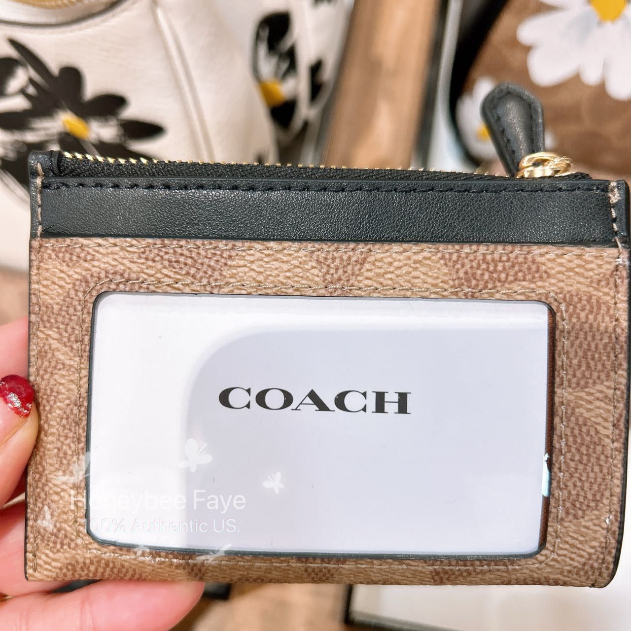 Coach Mini Skinny Id Case In Signature Canvas With Floral CZ594 Size ONE SIZE - 3 Thumbnail