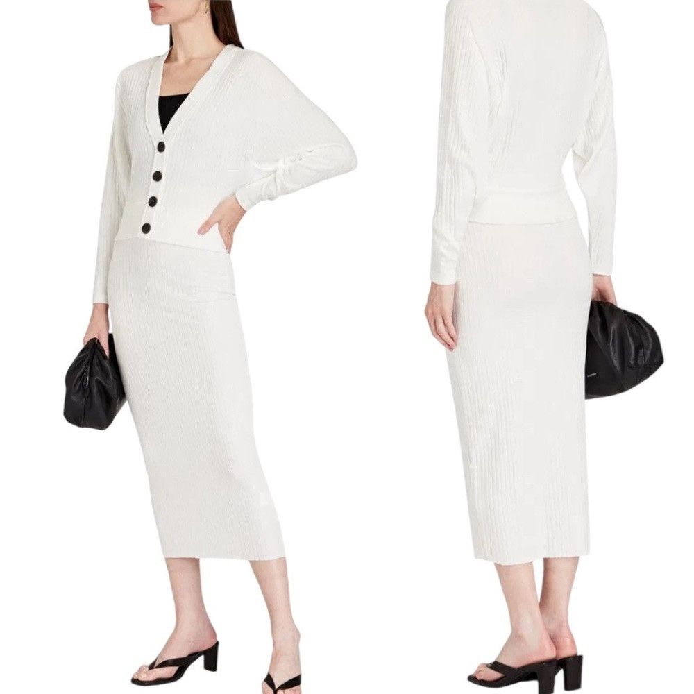 Enza Costa ENZA COSTA RIBBED-KNIT MIDI PENICL SKIRT WINTER WHITE SOFT Size 24" / US 00 / IT 34 - 1 Thumbnail