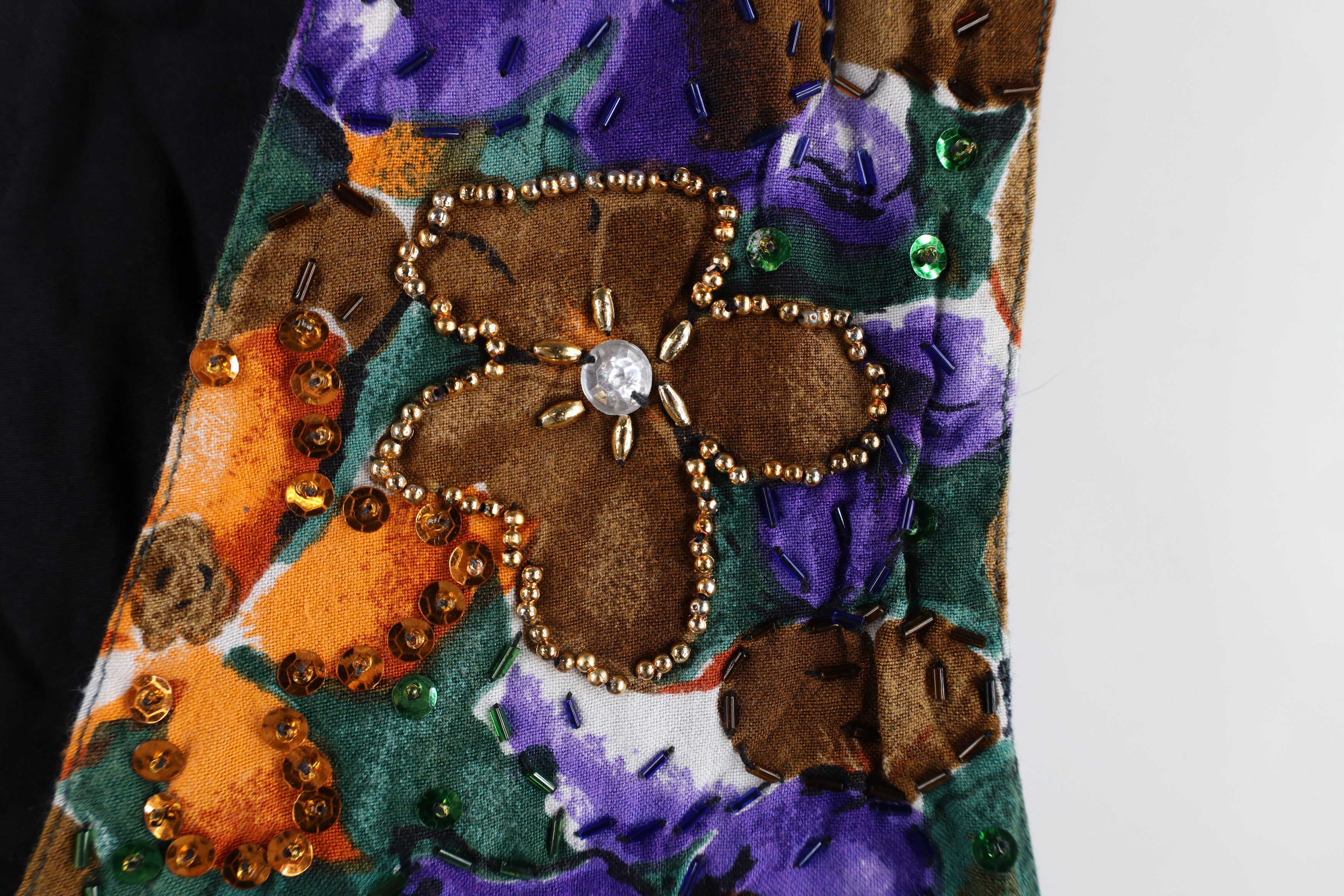 Vintage Vintage 90s Streetwear Sequined Flower Tie Back Vest Jacket Size L / US 10 / IT 46 - 6 Thumbnail