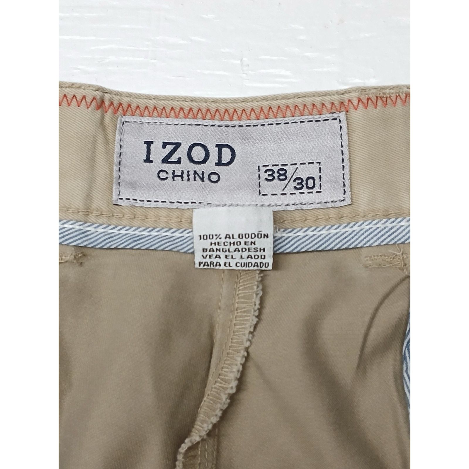 Izod Izod (38x30) Classic Chino Style Khaki Beige Dress Pants Size US 38 / EU 54 - 6 Thumbnail