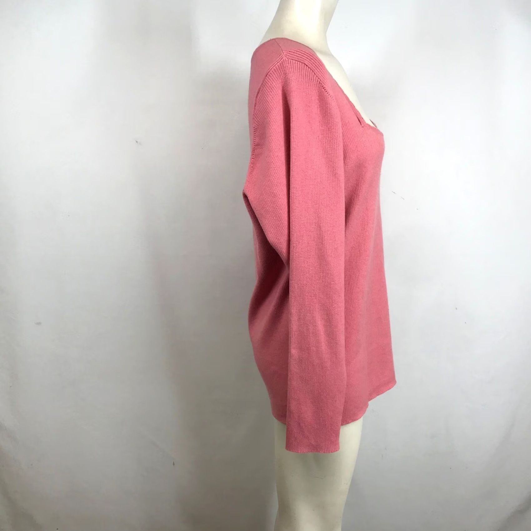 Old Navy Old Navy Pink Ribbed Knit Sweetheart Square Neck Sweater 2X Womens Pullover Knit Shirt Size XXL / US 16-18 / IT 52-54 - 4 Thumbnail