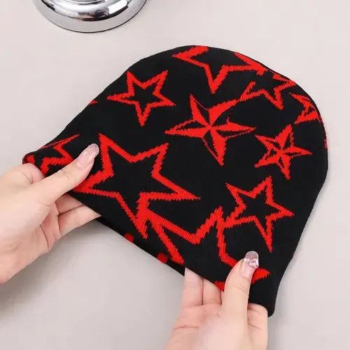 Japanese Brand Hip Hop Red Star Beanie Hat Unisex Size ONE SIZE - 3 Thumbnail