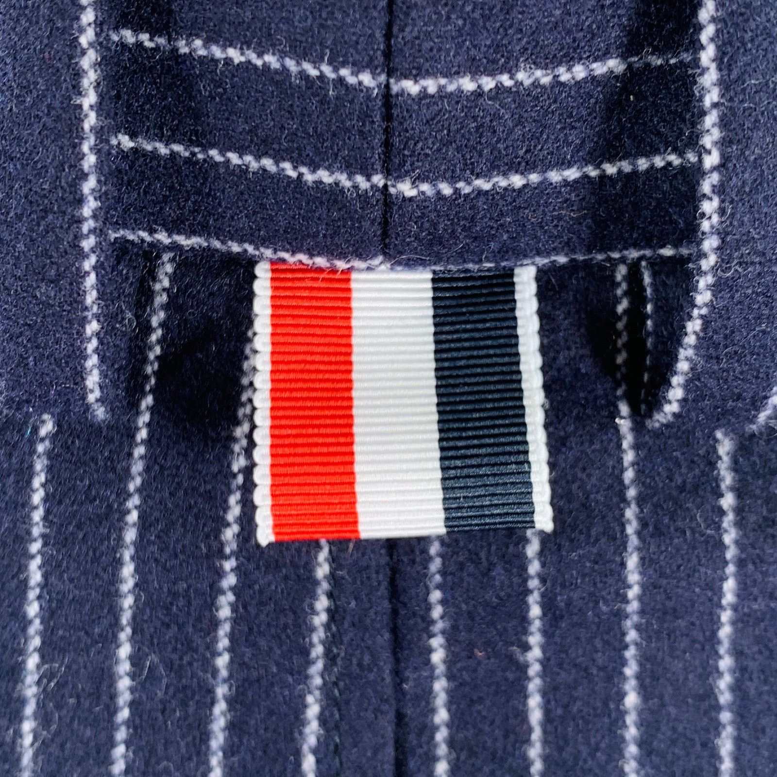 Thom Browne Size 0 Navy White Wool Cashmere Pinstripe Cuffed Mini Skirt Size 25" / US 0 / IT 36 - 3 Thumbnail