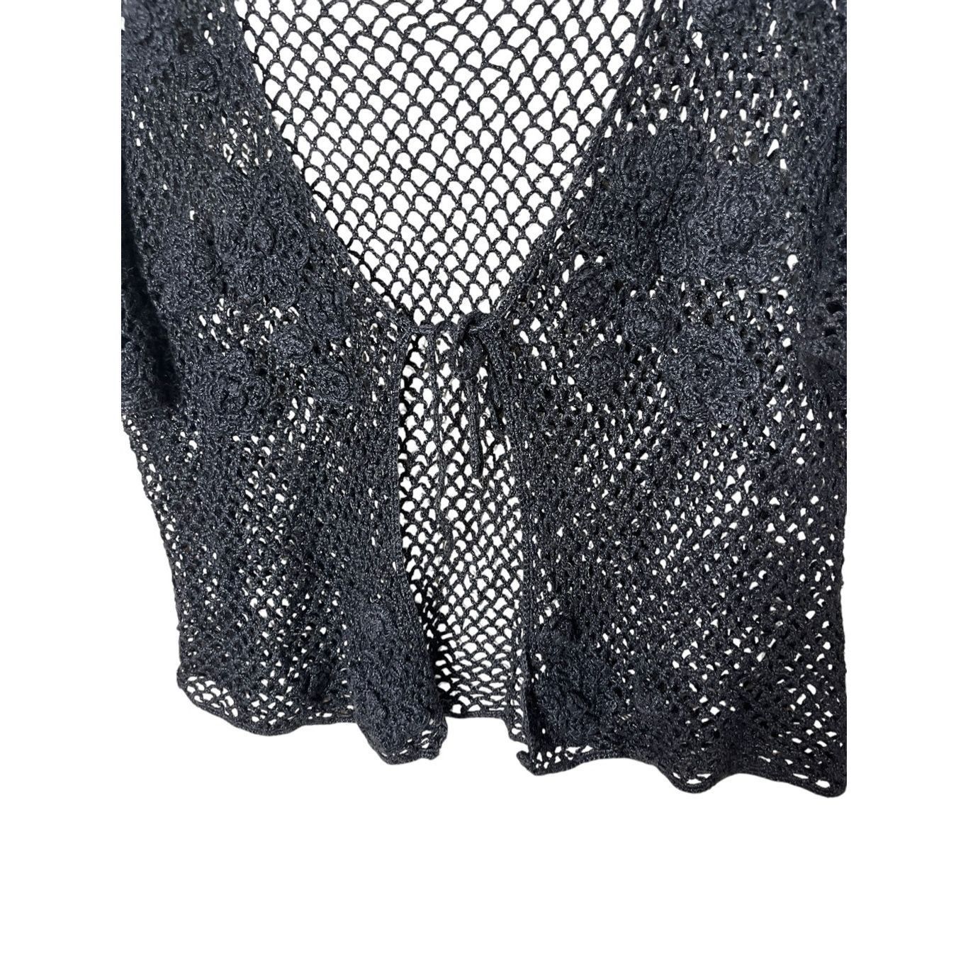 Other T & Company Black Crochet Cropped Tie Front Cardigan Size La Size L / US 10 / IT 46 - 4 Thumbnail