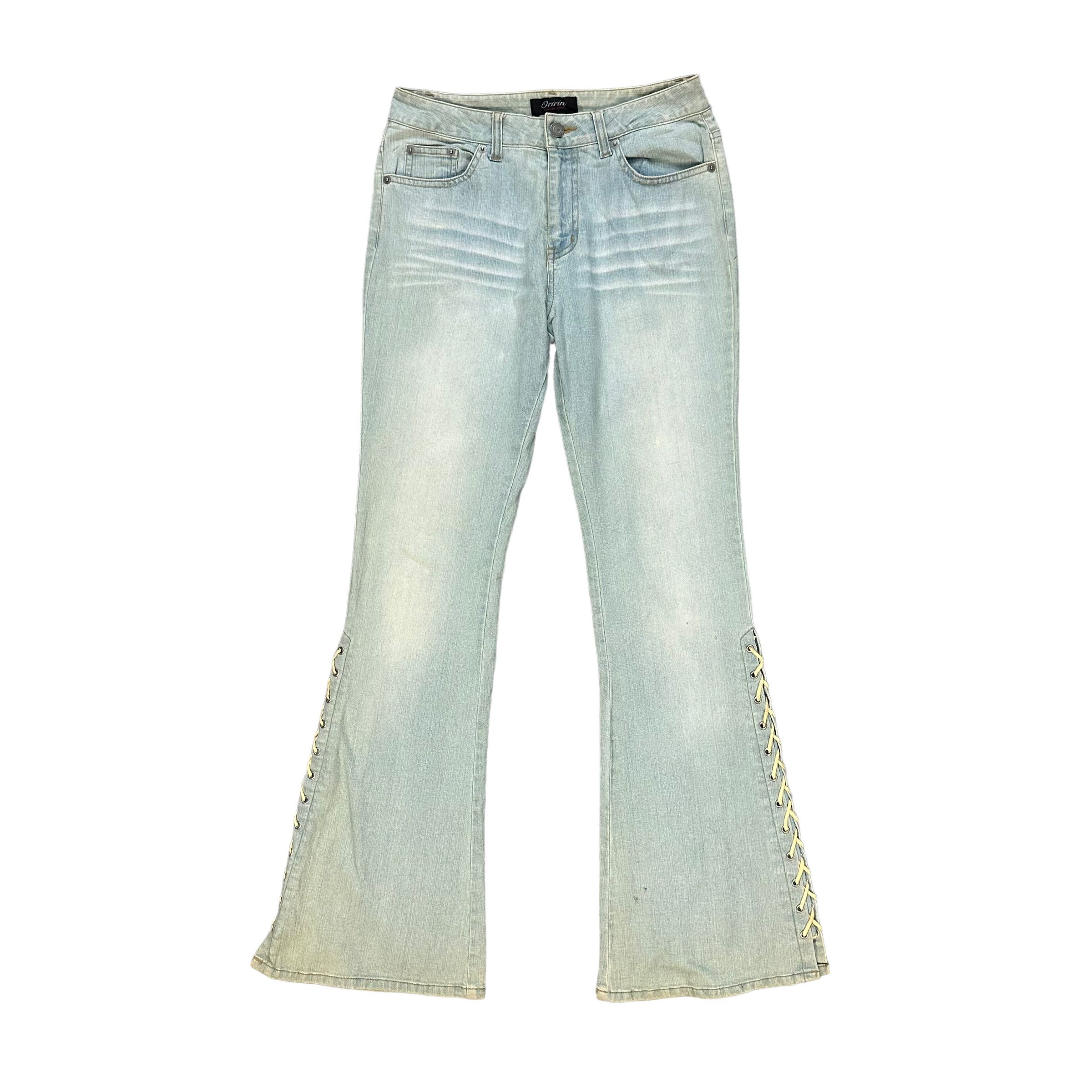 image of Vintage Flare Oririn Light Wash Wide Leg Jeans 8857-032, Women's (Size 28)