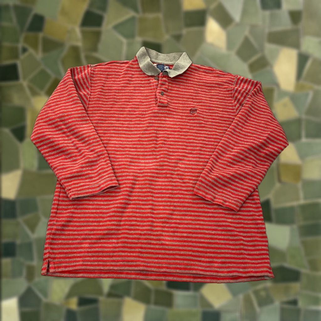 Chaps VINTAGE Chaps Ralph Lauren Shirt Mens M Red/Gray Striped Long Sleeve Polo Shirt Men’s M Red Gray Striped Long Sleeve Size US M / EU 48-50 / 2 - 1 Thumbnail