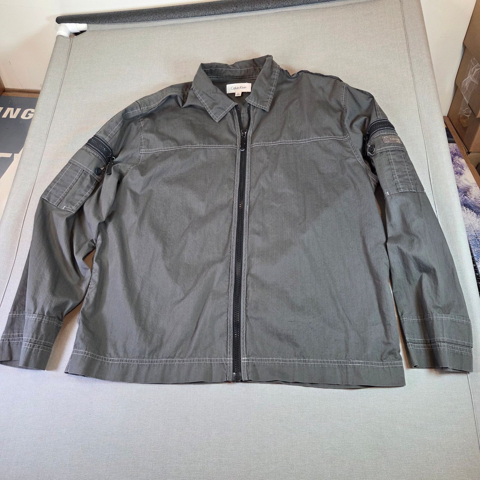 Calvin Klein Calvin Klein Full Zip Cotton Jacket XL Green 2000s Size US XL / EU 56 / 4 - 1 Thumbnail